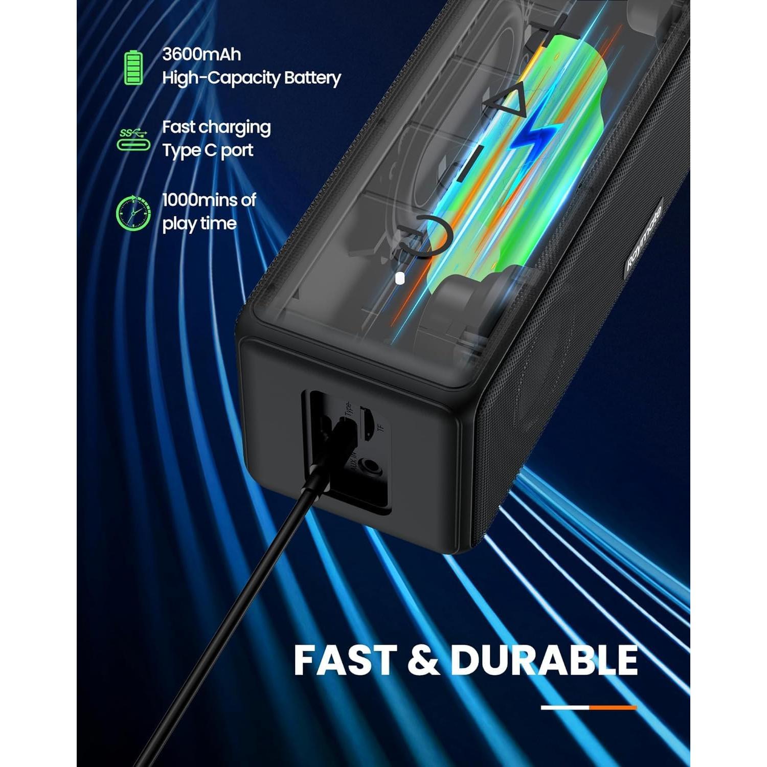 Altavoz Bluetooth Raymate R5 Pro 30W IPX7 Portátil Negro