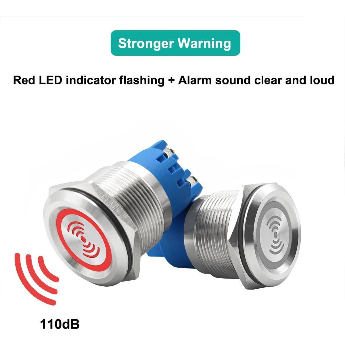 Zumbador Electrónico de Metal HANSOO 12V 110dB IP67 2PCS