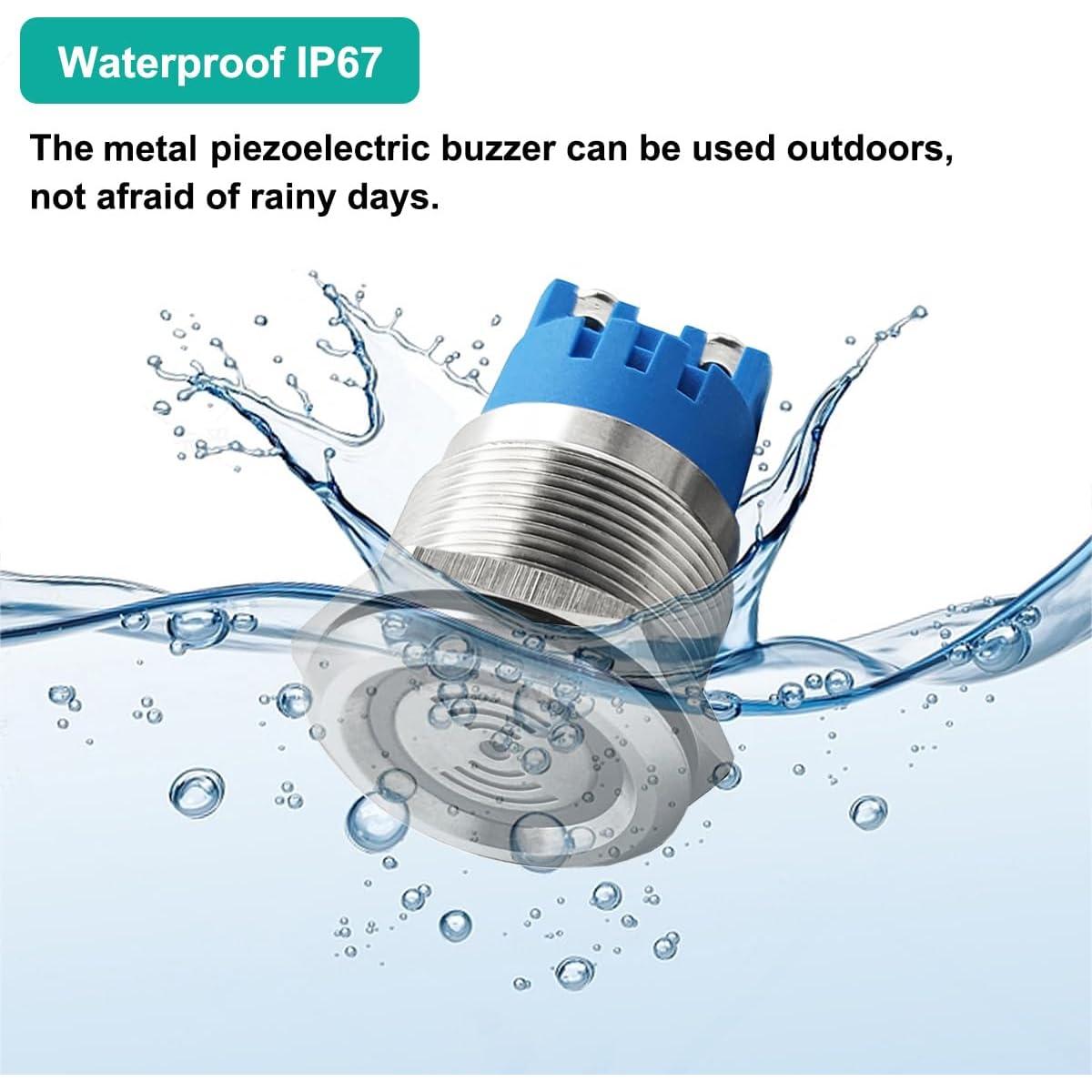 Zumbador Electrónico de Metal HANSOO 12V 110dB IP67 2PCS