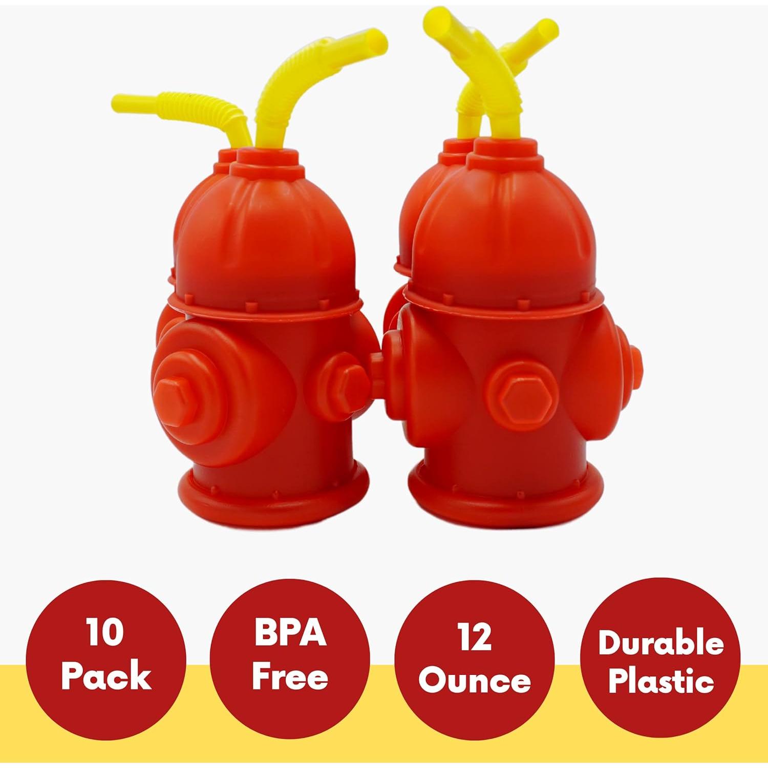 Tazas de Hidrante 4E's Amarillo 10 Piezas 354 ml Fiesta Bombero