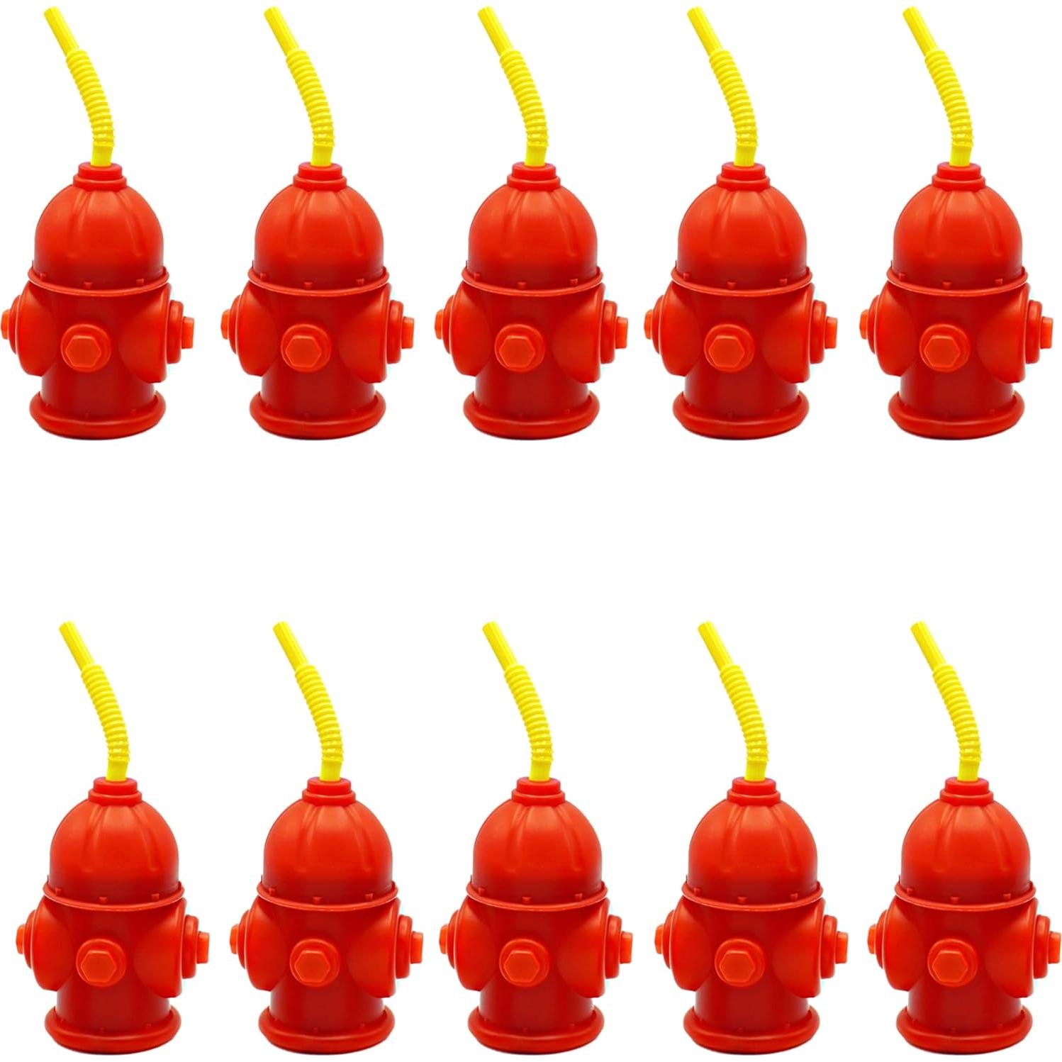 Tazas de Hidrante 4E's Amarillo 10 Piezas 354 ml Fiesta Bombero