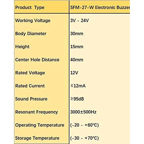 6 Zumbadores Electrónicos SFM-27 DC 3-24V Alarma Sonora Continua
