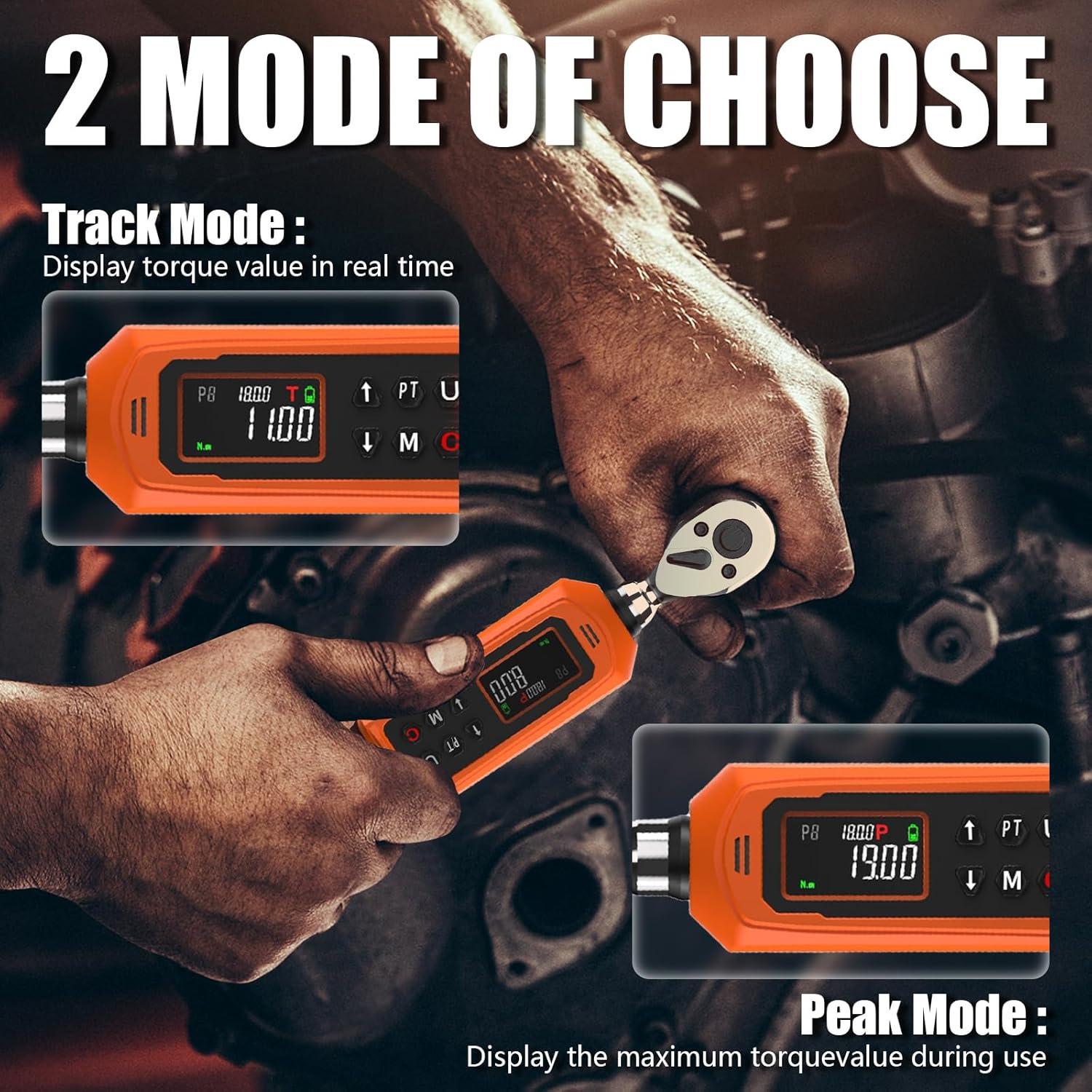 Llave de Torque Digital 1/4" Coobeast 0.45-30Nm con Pantalla LCD