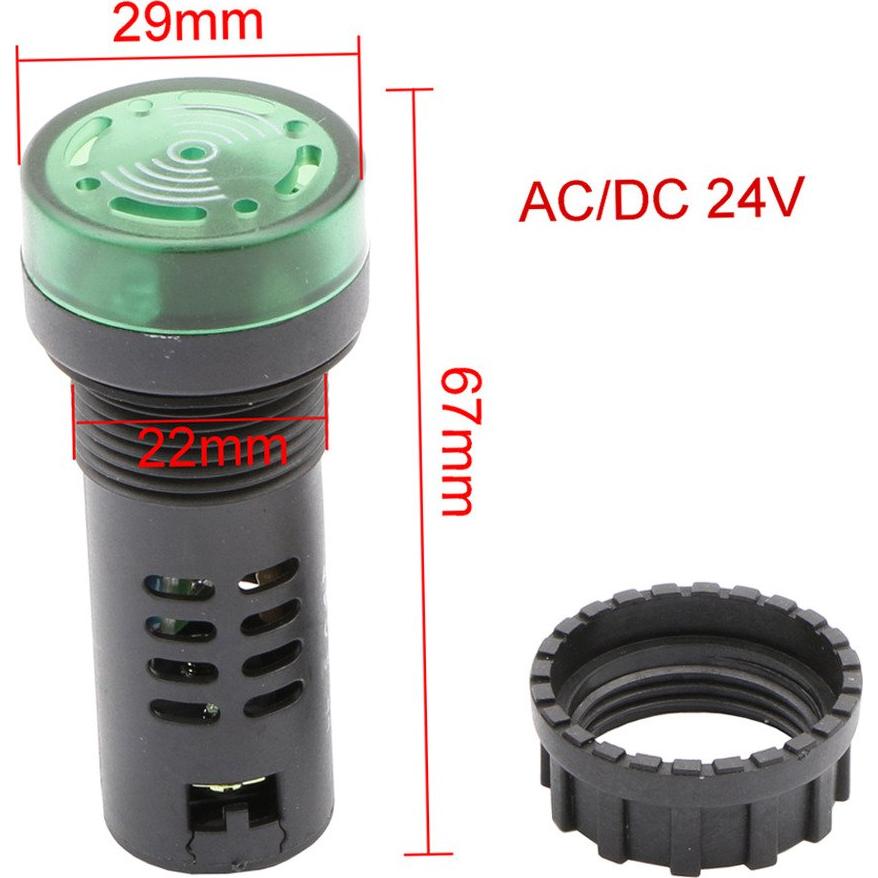 Luz de Alarma Intermitente Verde 22mm 24V NewZoll - 10 Pcs