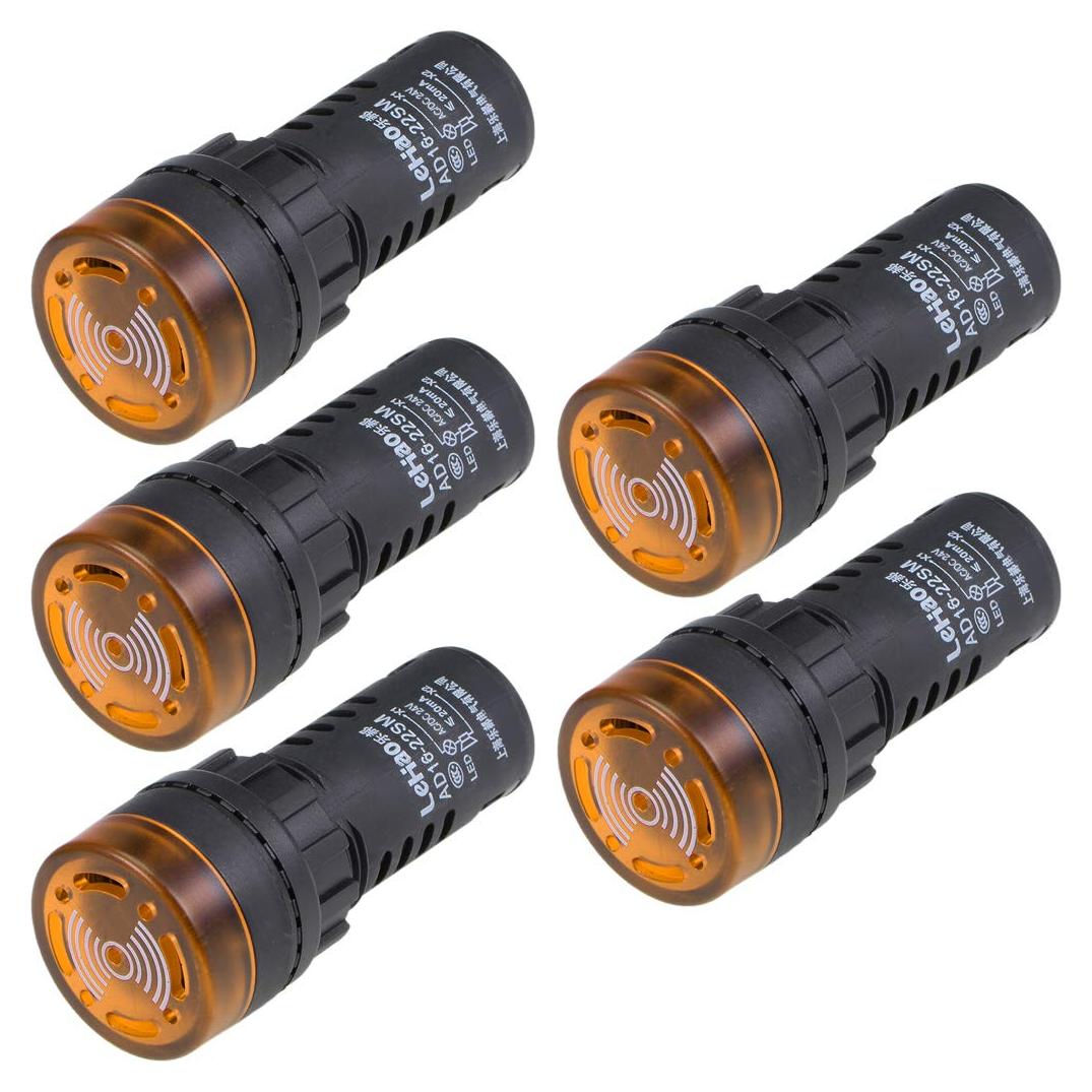 Luz Indicadora LED Amarilla con Buzzer uxcell 24V 22mm