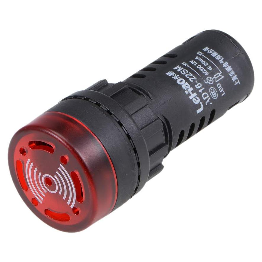 Luz Indicadora LED Roja con Buzzer uxcell 12V 22mm Panel