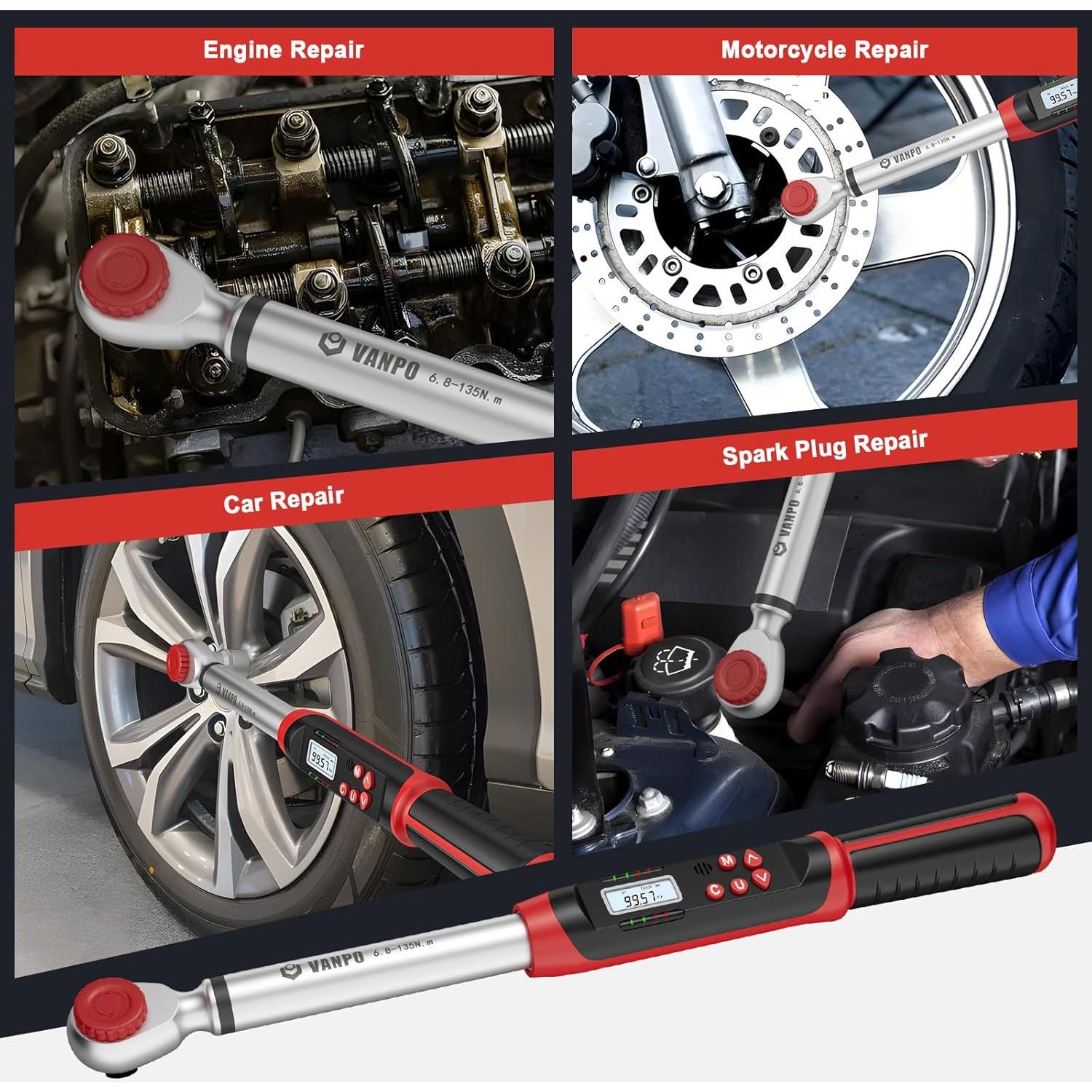 Llave de Torque Digital 1/2" VANPO VP-DTW01 6.8-135Nm