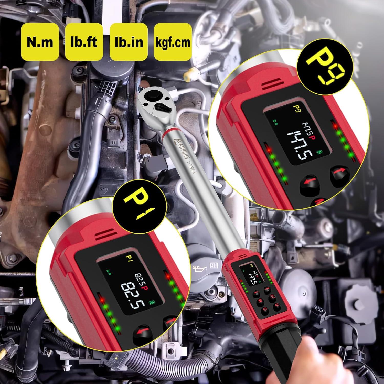 Llave de Torque Digital ANPUDS 1/2 Pulgada 3-200Nm Precisión 1%
