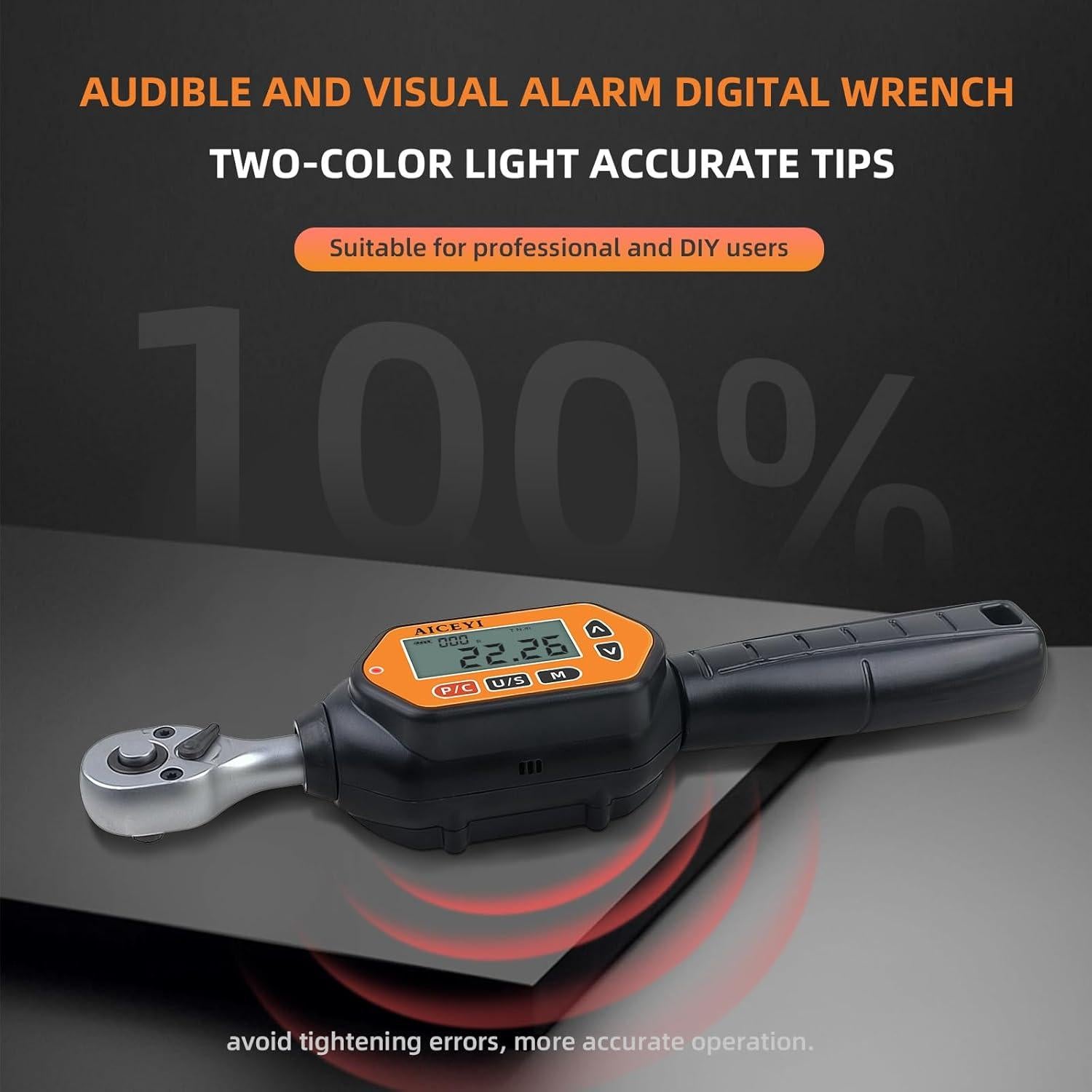 Llave de Torque Digital AICEYI 30 Nm 1/4 Pulgada Precisión ±2%