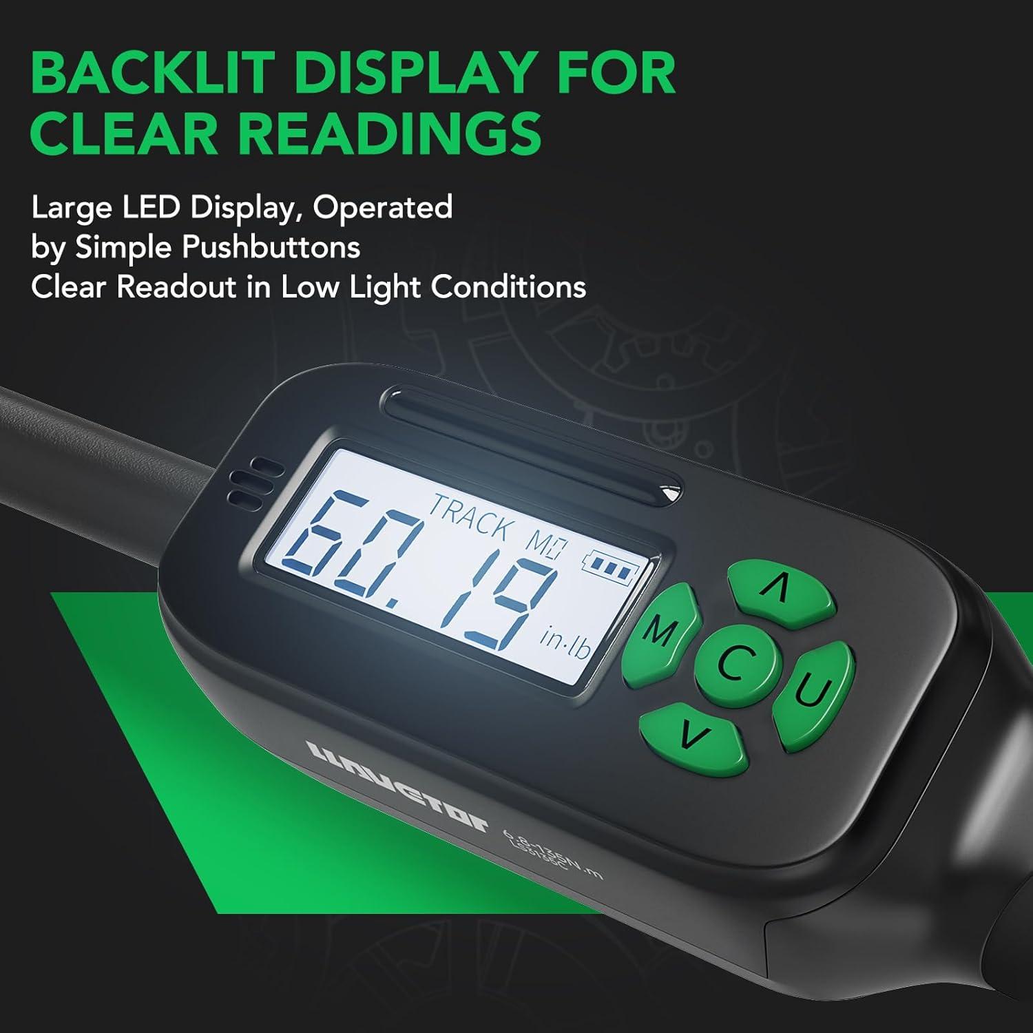 Llave de Torque Digital 3/8" LLAVETOR 6.8-135Nm Precisión ±2%