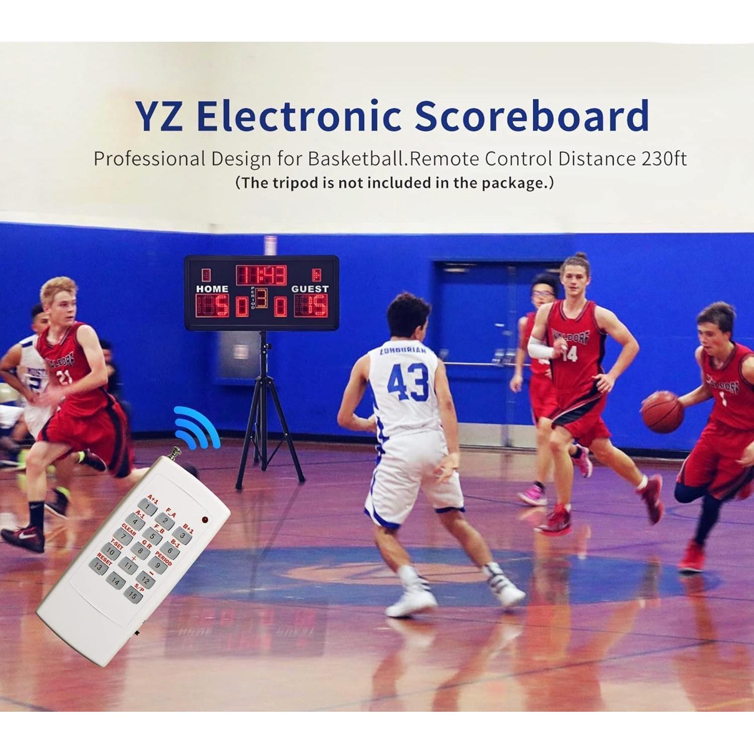Tablero Electrónico de Baloncesto YZ con Control Remoto 90x45cm