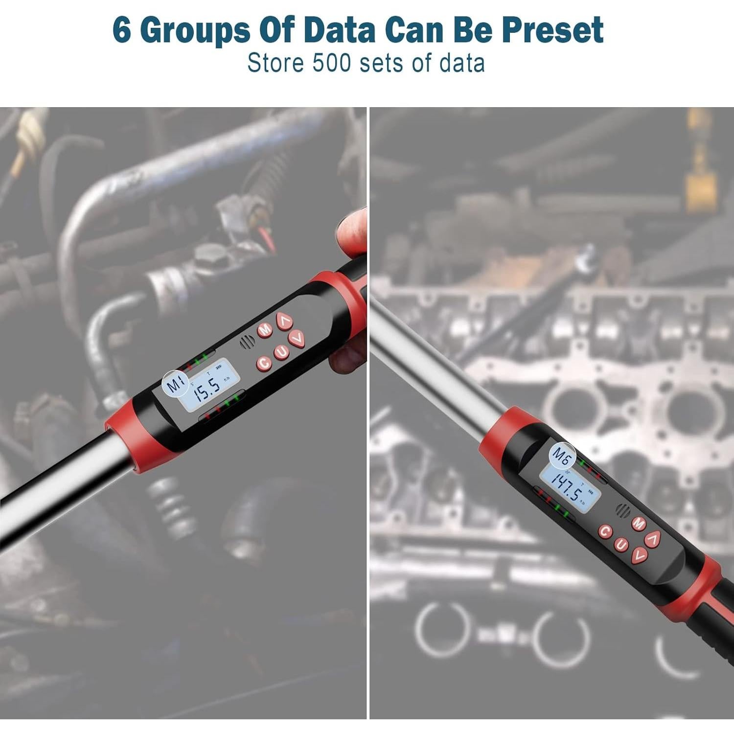 Llave de Torque Digital Leolee 1/2" 10-200 Nm con Alerta LED