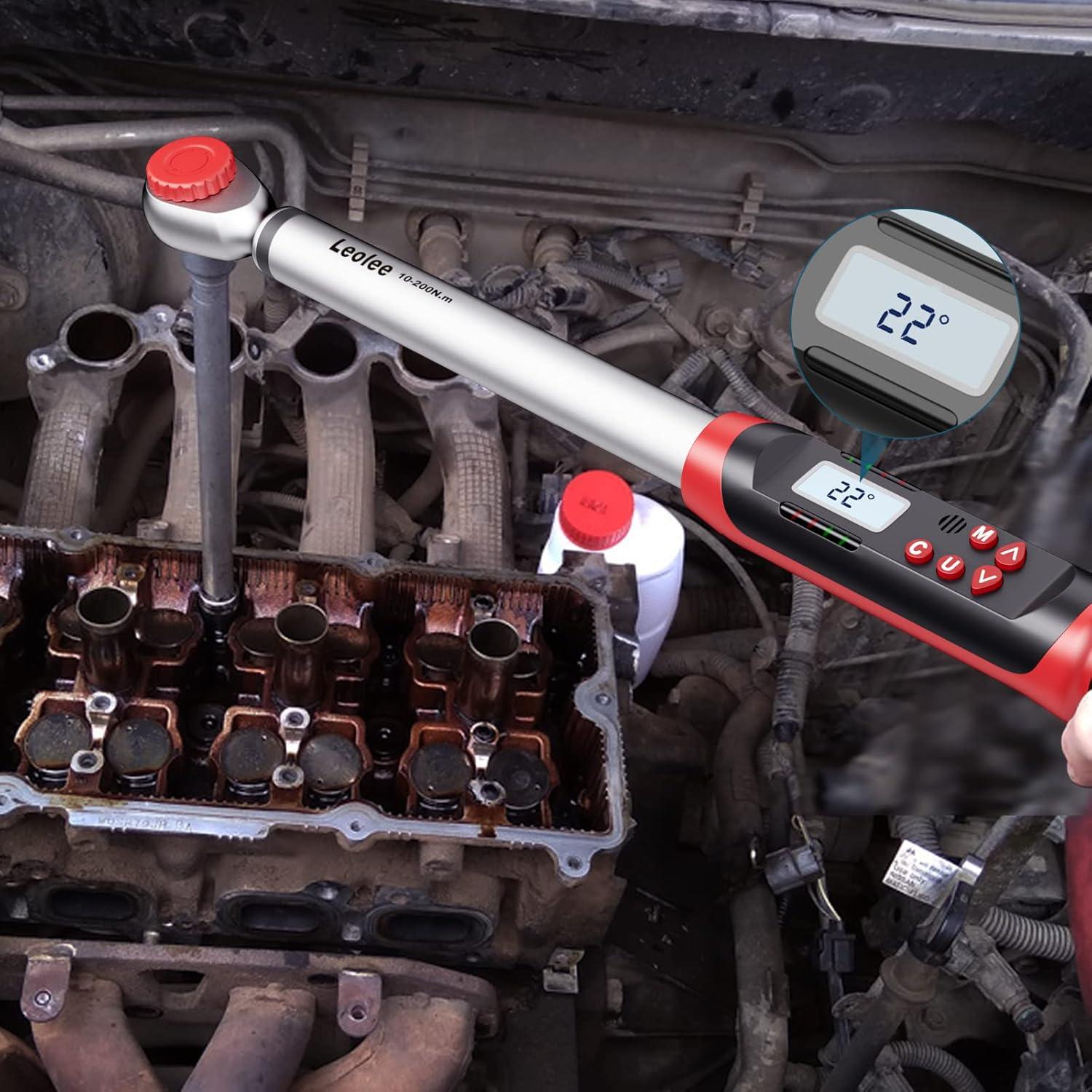 Llave de Torque Digital Leolee 1/2" 10-200 Nm con Alerta LED