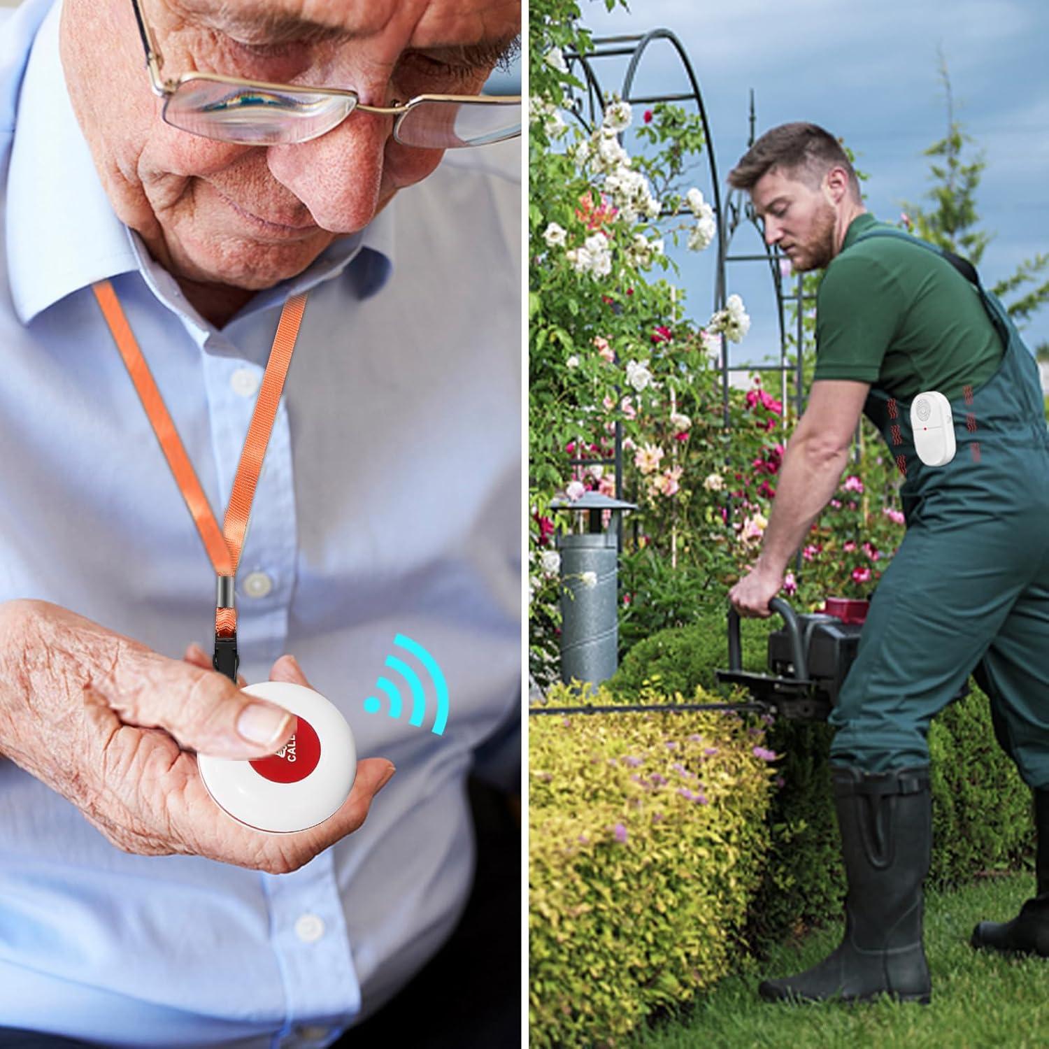 Botón de Llamada Inalámbrico CallToU para Ancianos 2 Transmisores