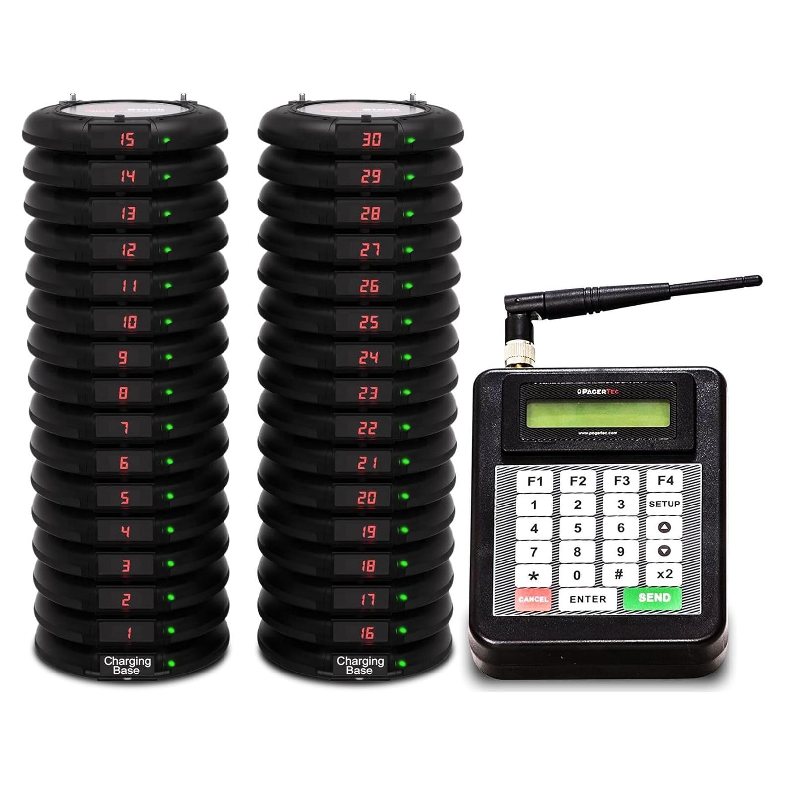 Sistema de Paginación Inalámbrico PagerTec 30 Pagers y Transmisor