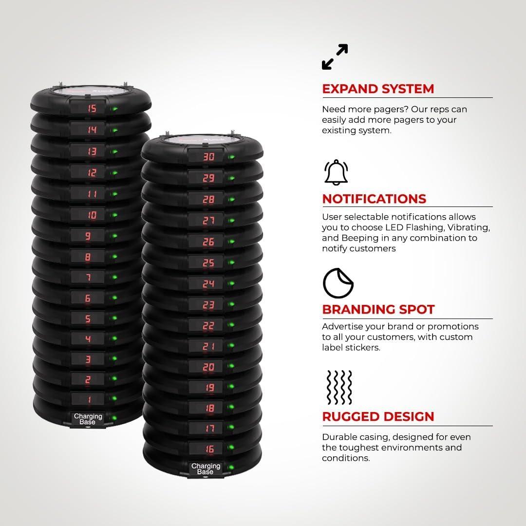 Sistema de Paginación Inalámbrico PagerTec 30 Pagers y Transmisor