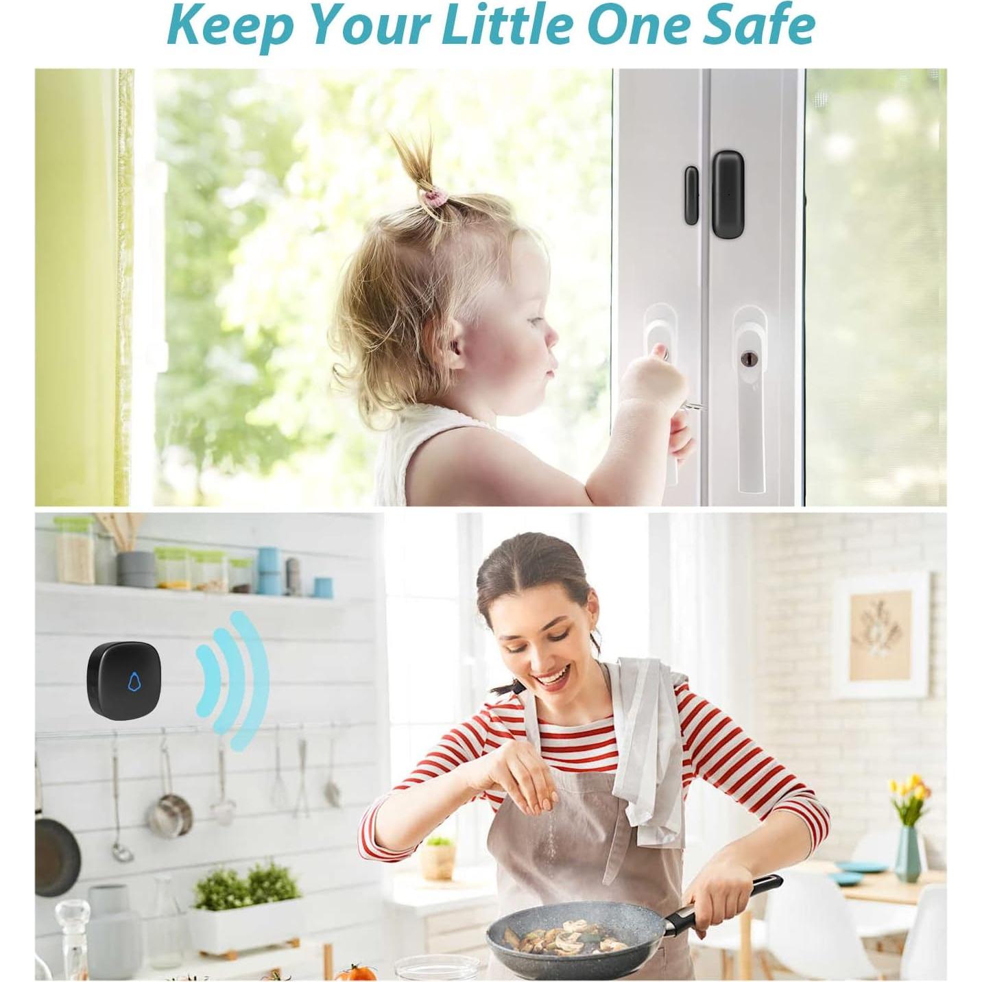 Timbre de Puerta Inalámbrico METAK con Sensor de Alarma 152.4m