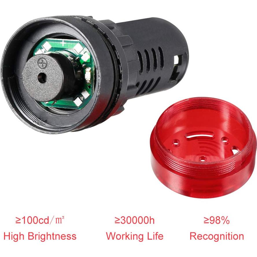 Luces Indicadoras LED Rojas con Buzzer uxcell 12V 22mm