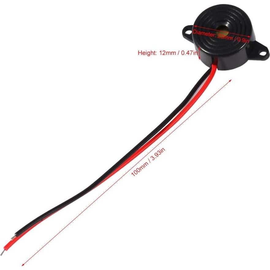 Buzzer Piezoeléctrico Activo Hilitand 10cm 95dB 3-24V