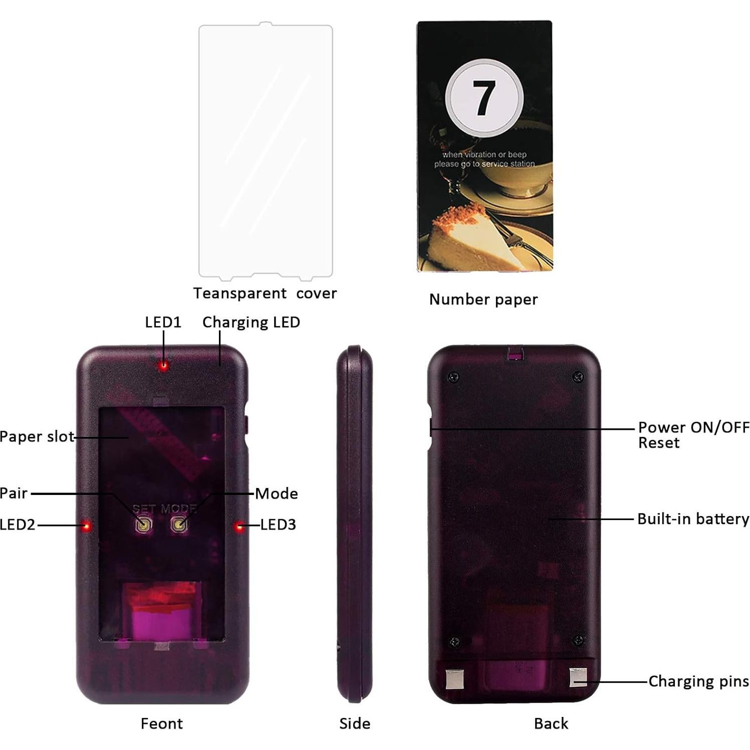 Zumbador Pager Recargable Retekess T111/T112/TD174 3 Modos