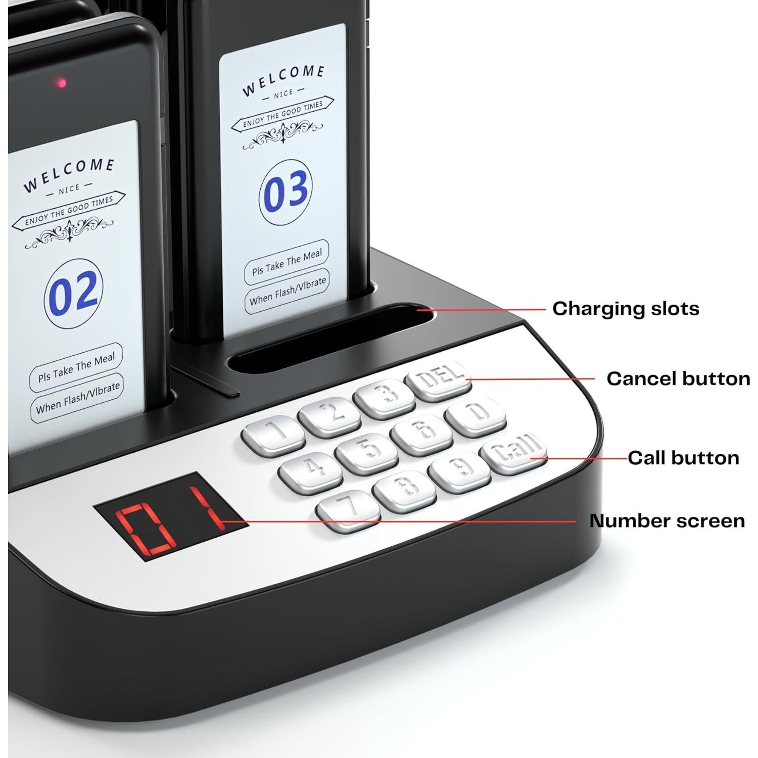 Sistema de Pagers Inalámbrico Genérico 16-Buzzer LCD 500m