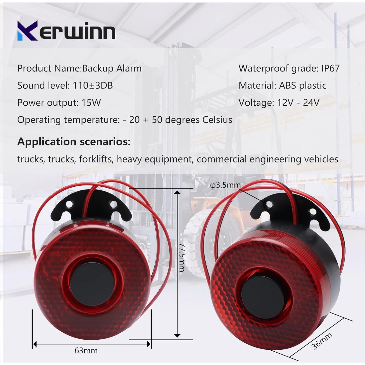 Alarma de Respaldo KERWINN TZ-Backup 24V 105DB con Luz LED