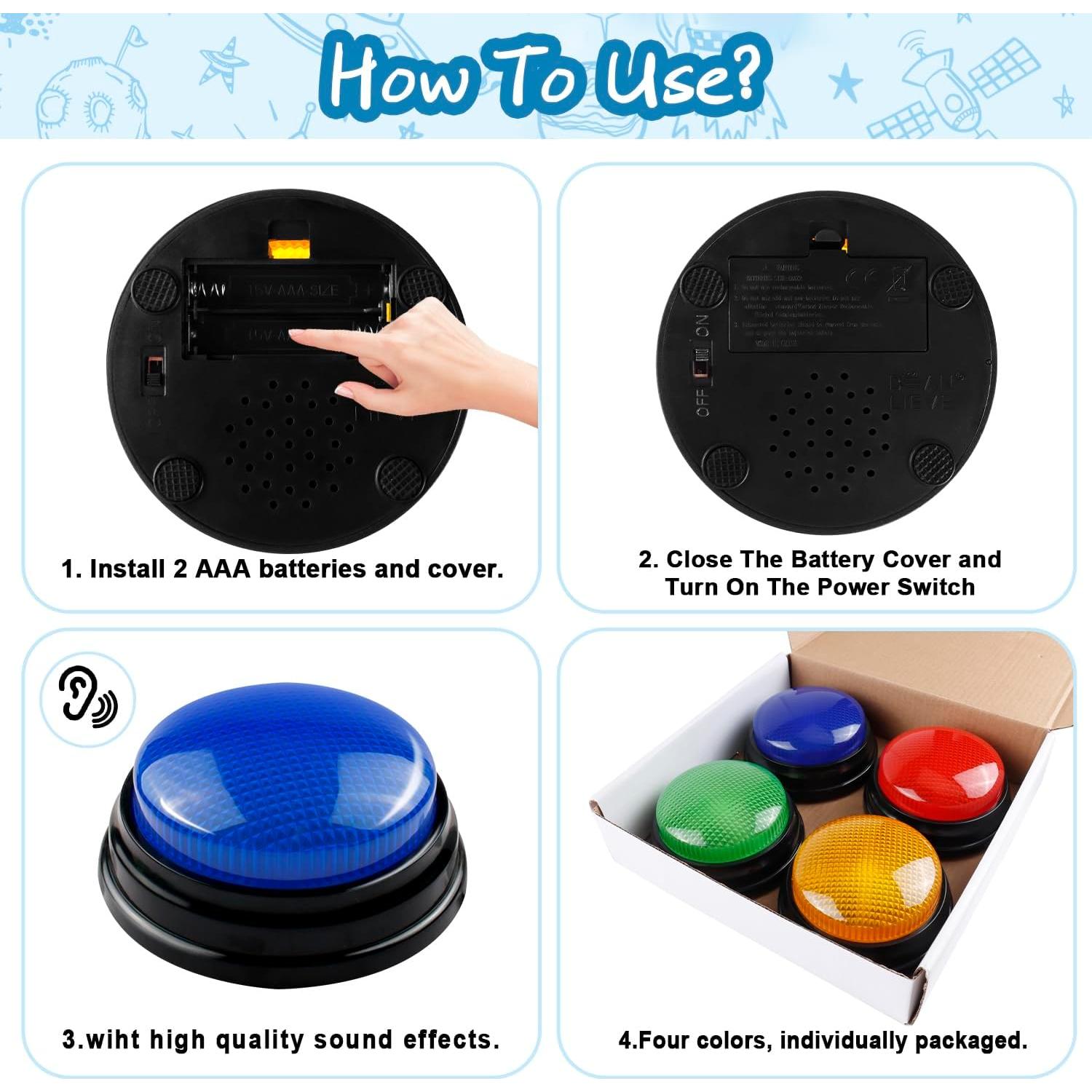 Paquete de 4 Zumbadores de Respuesta IBLESSU para Juegos