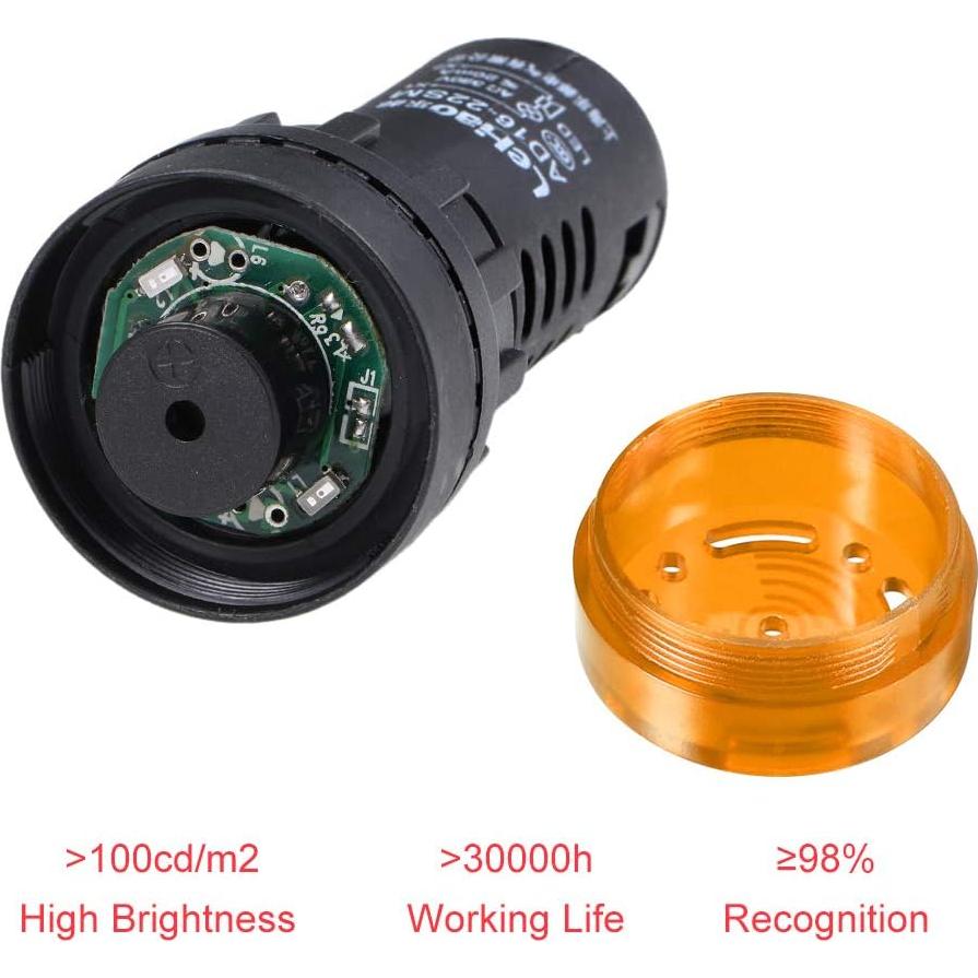 Luces Indicadoras LED Amarillas con Buzzer uxcell 12V 22mm