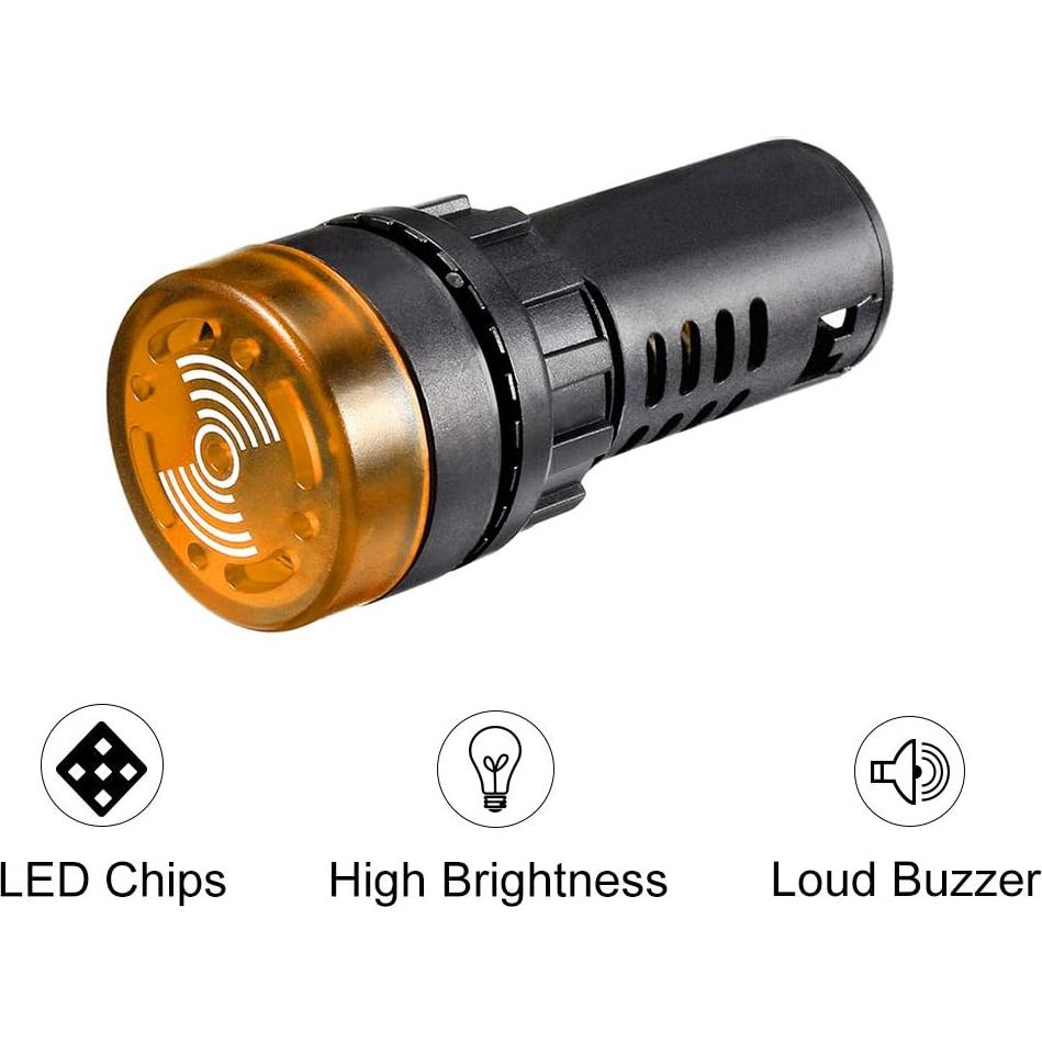 Luces Indicadoras LED Amarillas con Buzzer uxcell 12V 22mm
