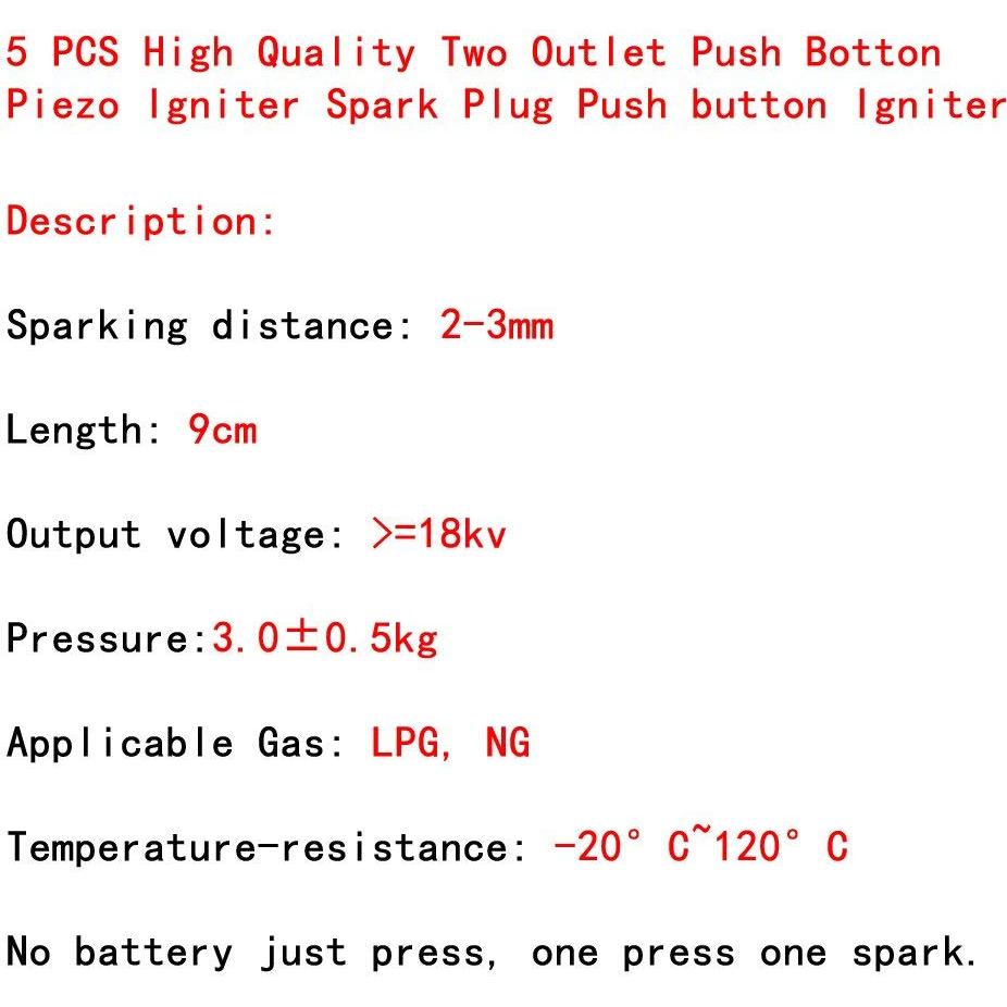Encendedor Piezoeléctrico 5 PCS Botón Presión 9cm Alta Calidad