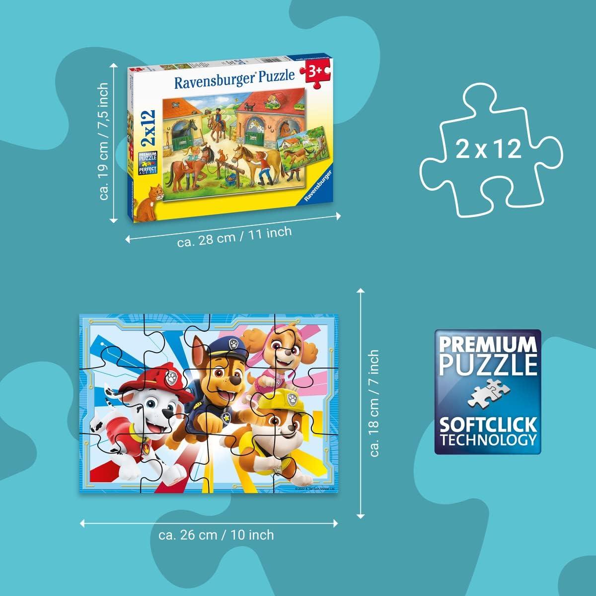 Rompecabezas Ravensburger Paw Patrol 2x12 Piezas 26x18 cm