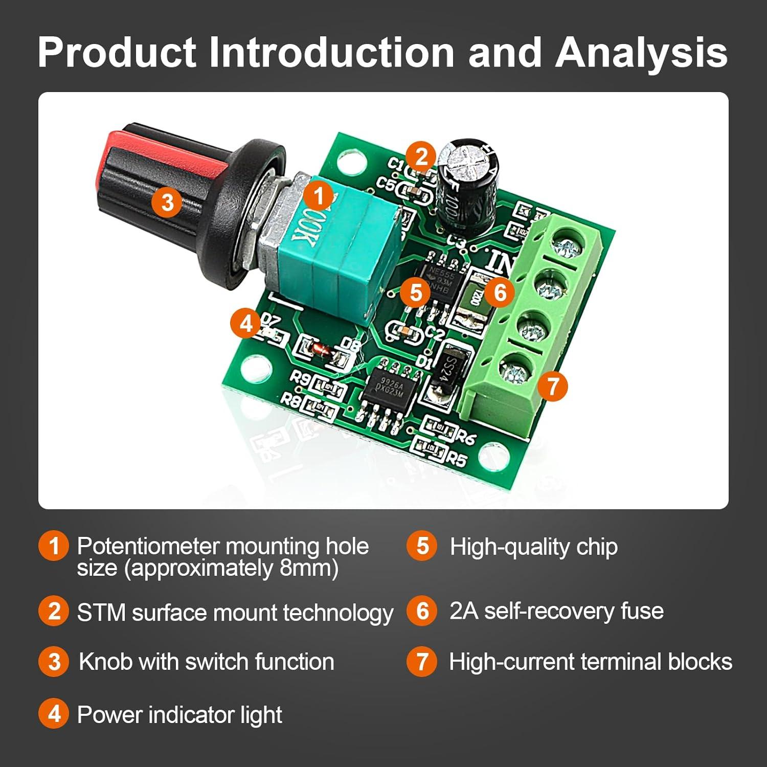 Controlador de Velocidad PWM Z.Hen 1.8V-12V 2A 30W - 2 Pcs