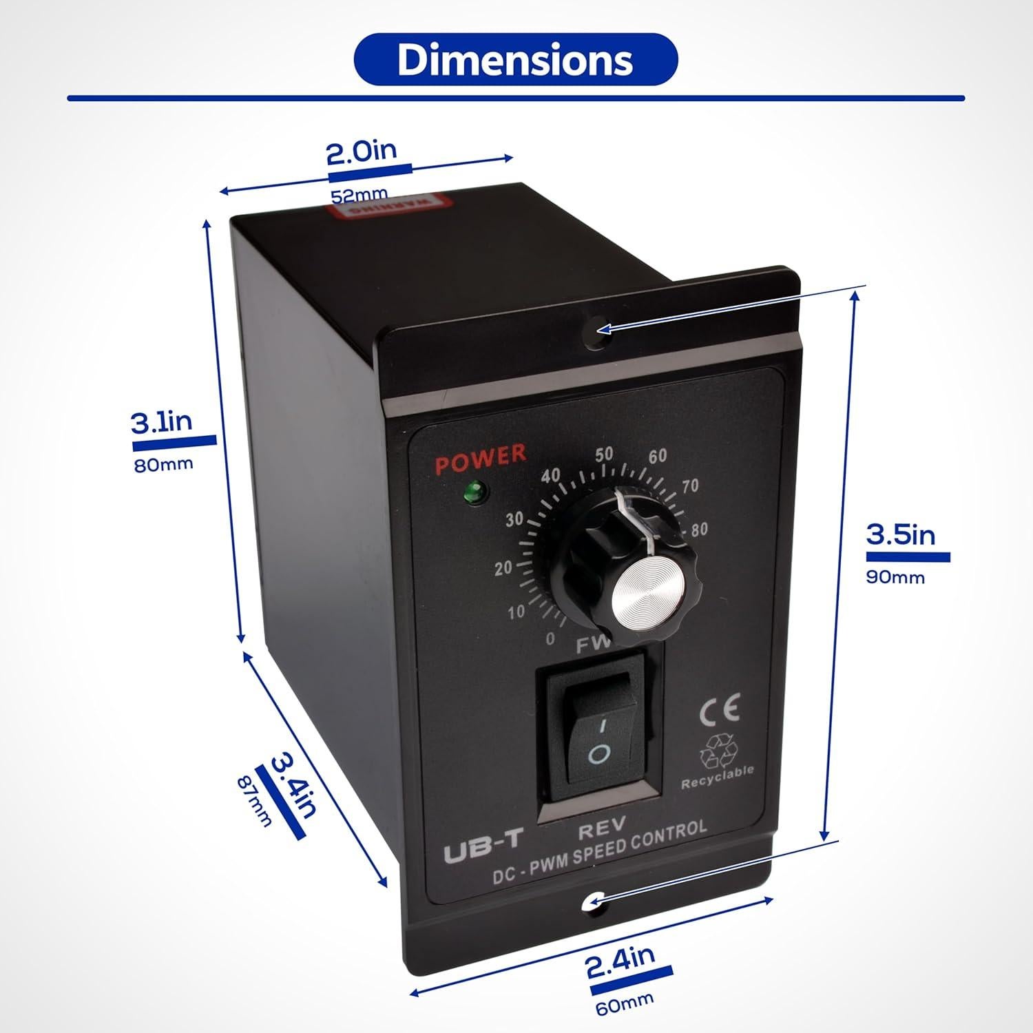 Controlador de Velocidad PWM Matell DC 12-60V 20A Adelante/Reversa