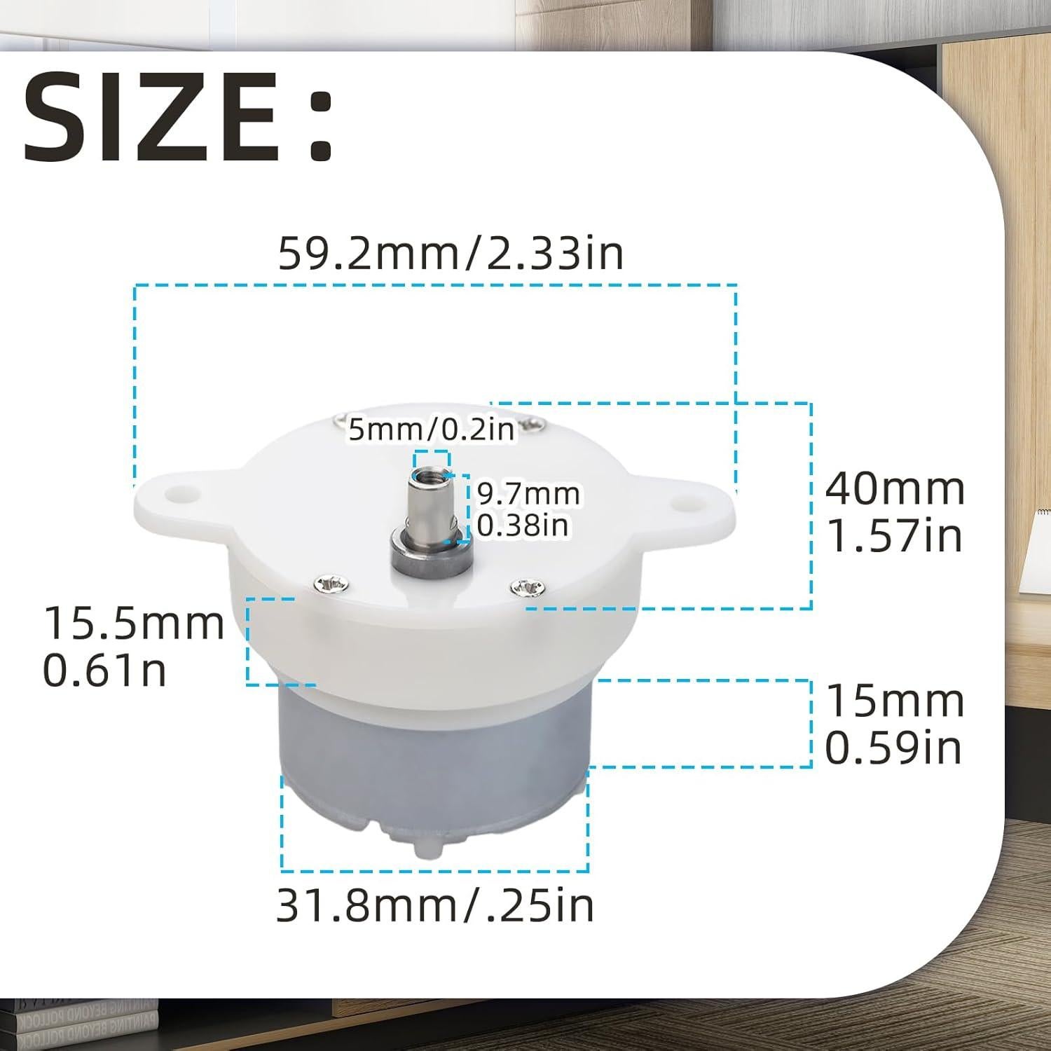 Motor de CC 12V 3RPM Bajo Ruido - 2 Pcs Flylin