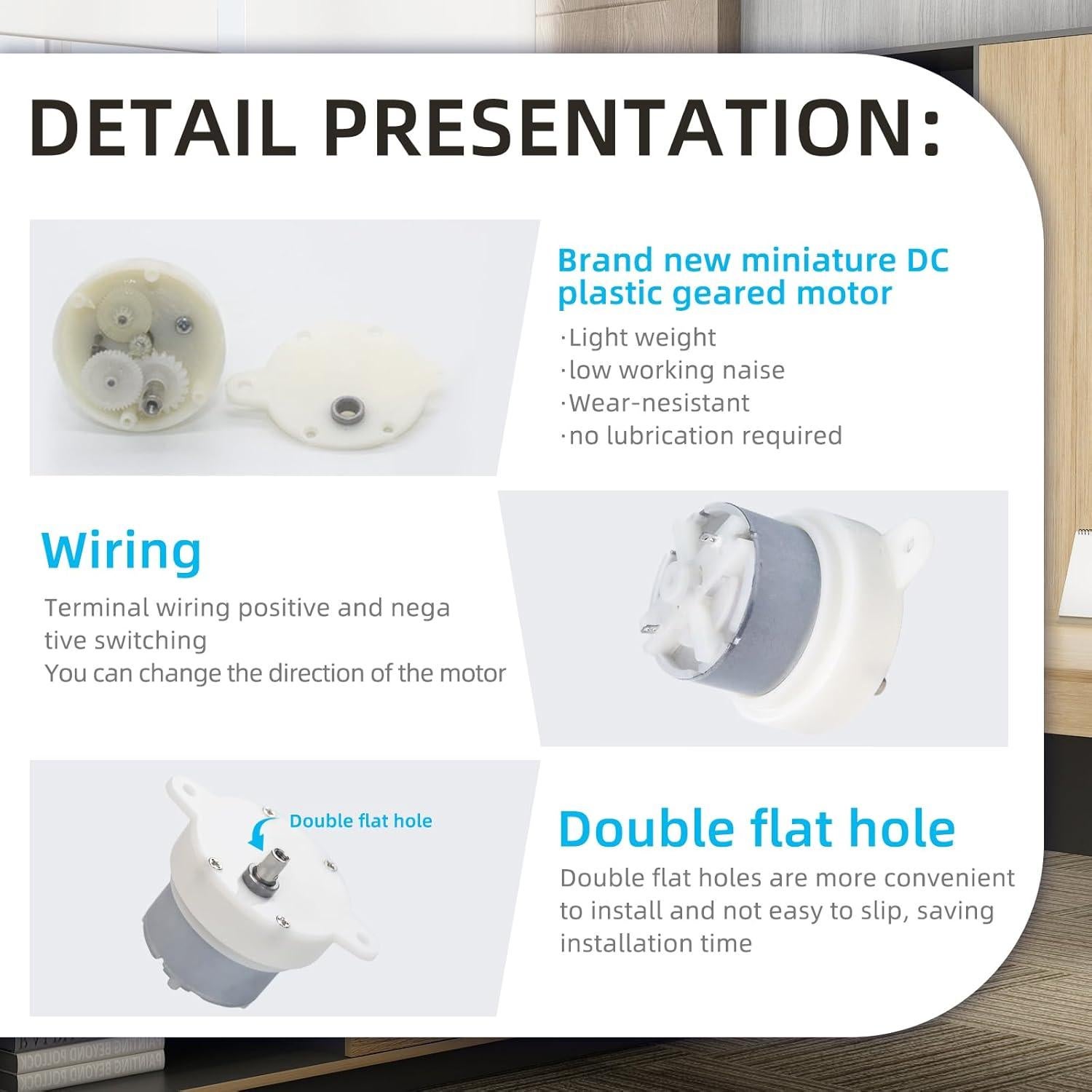 Motor de CC 12V 3RPM Bajo Ruido - 2 Pcs Flylin