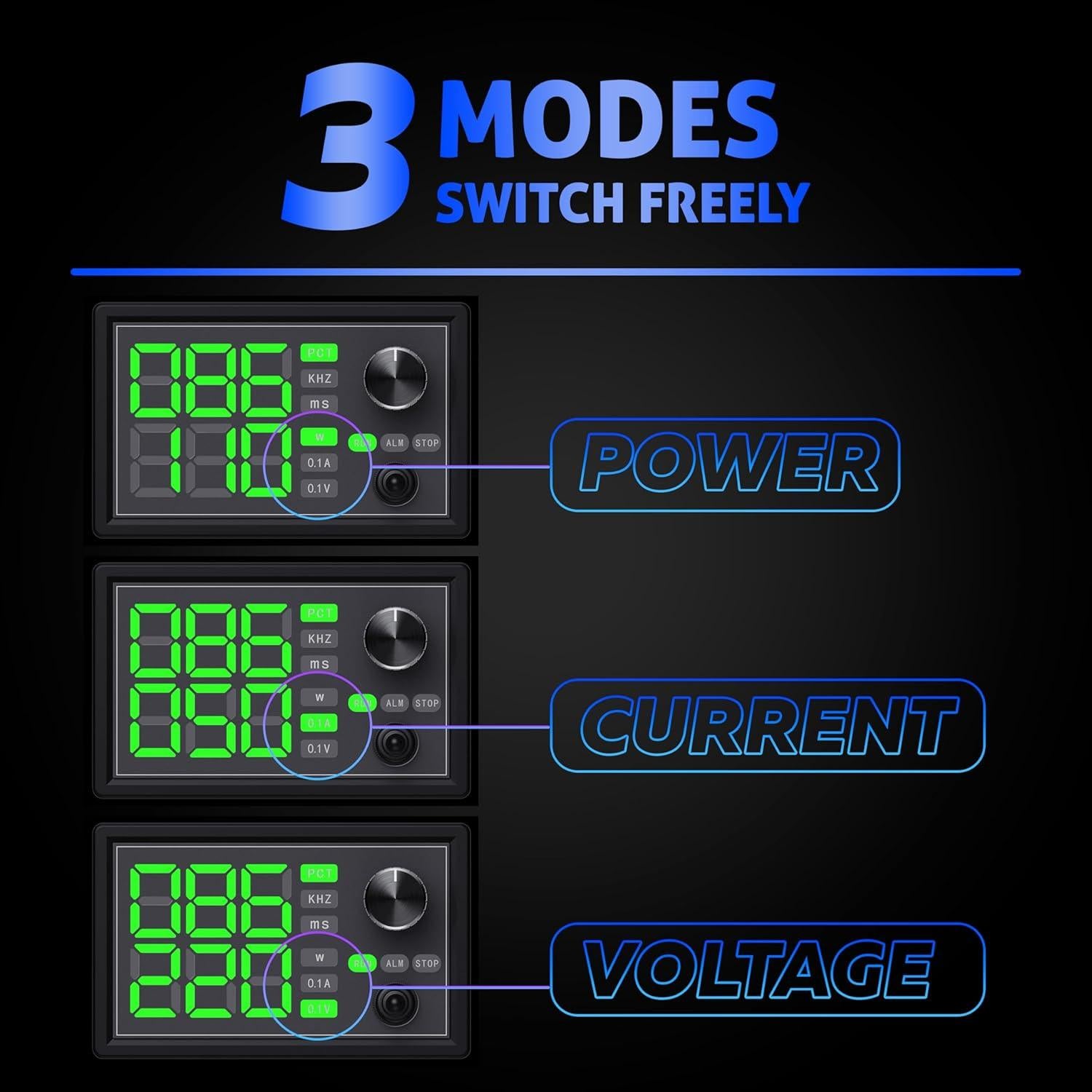 Controlador de Velocidad PWM Matell 5V-35V 10A LED Ajustable