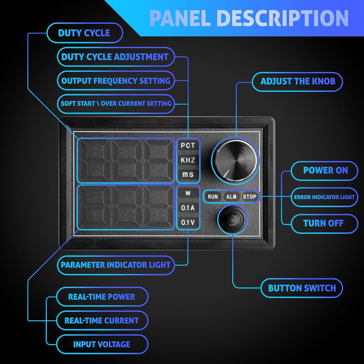 Controlador de Velocidad PWM Matell 5V-35V 10A LED Ajustable