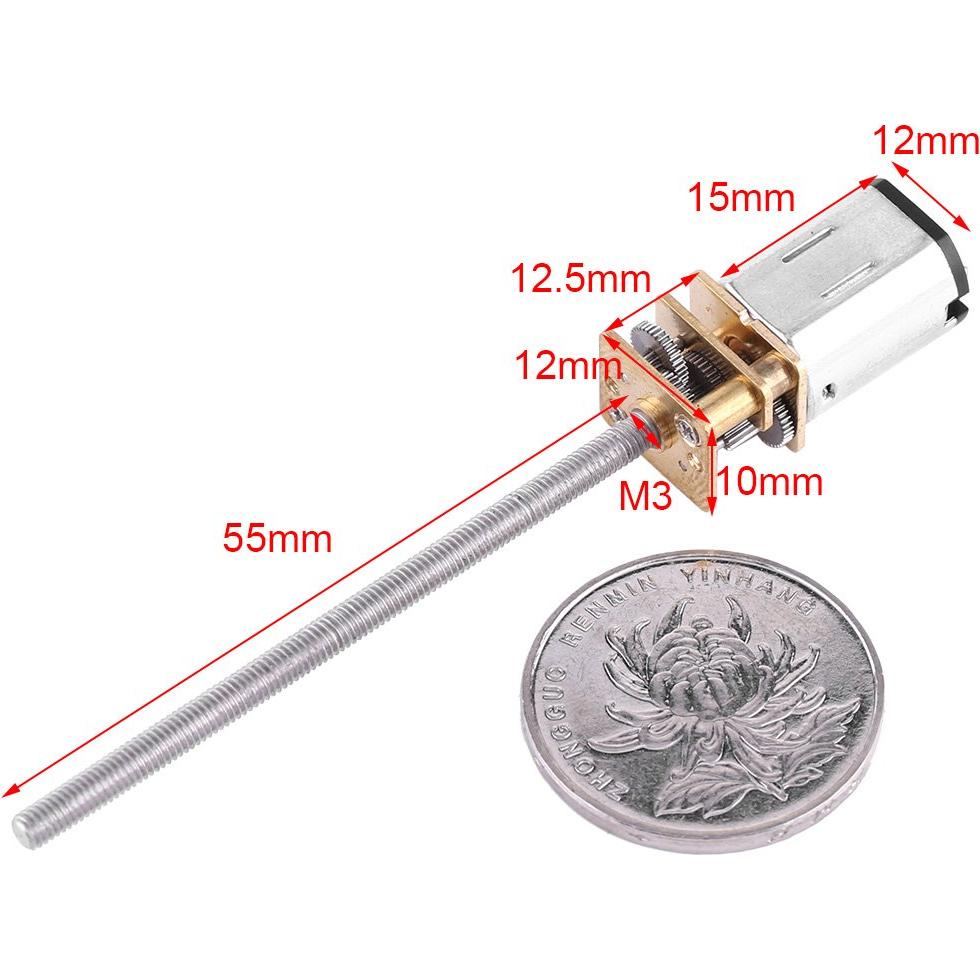 Motor de Engranaje DC 6V Walfront 300RPM con Eje M3x55mm