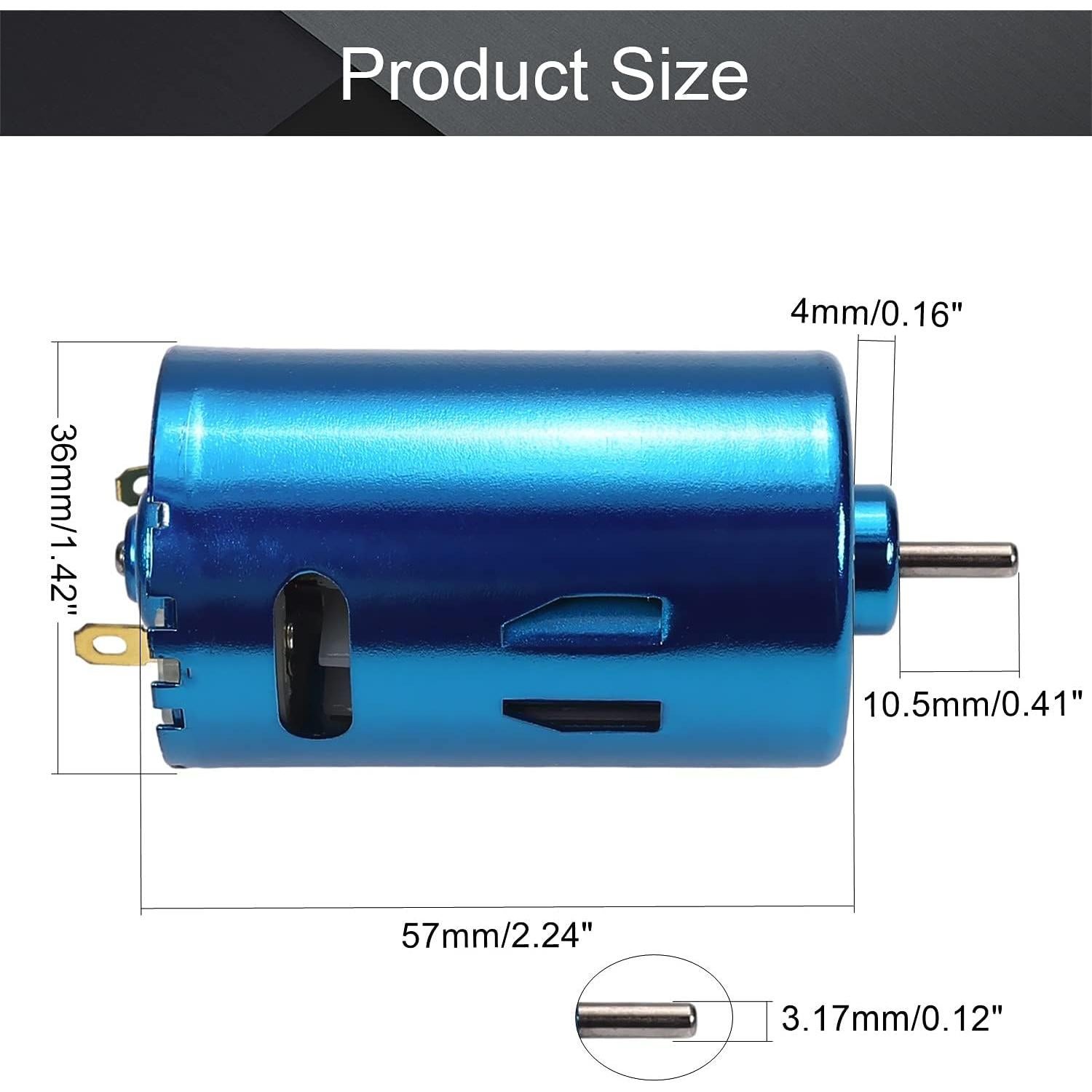 Motor de CC Fielect 24V 30000RPM Eje Redondo 2.5A Azul