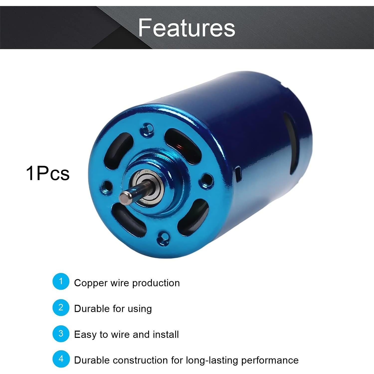Motor de CC Fielect 24V 30000RPM Eje Redondo 2.5A Azul