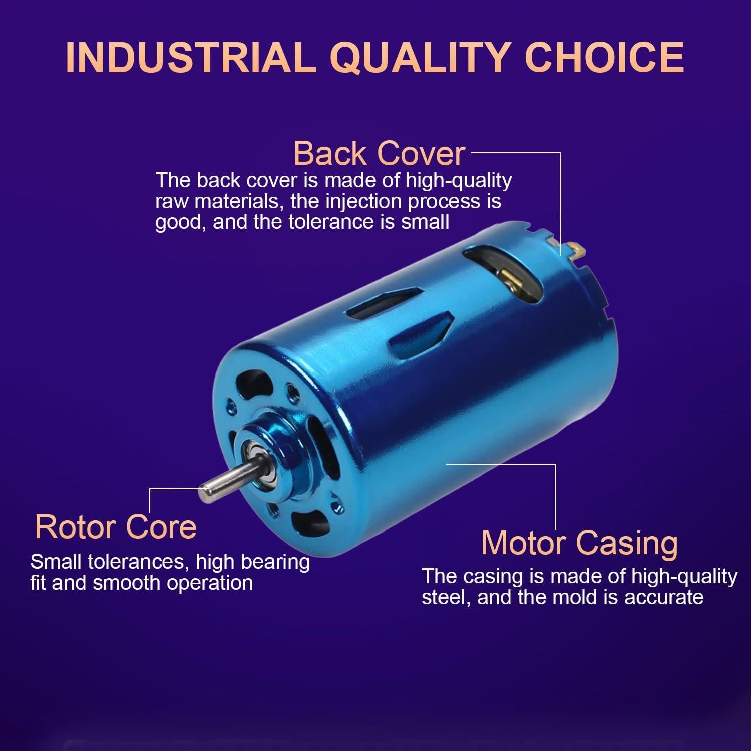 Motor de CC Fielect 24V 30000RPM Eje Redondo 2.5A Azul