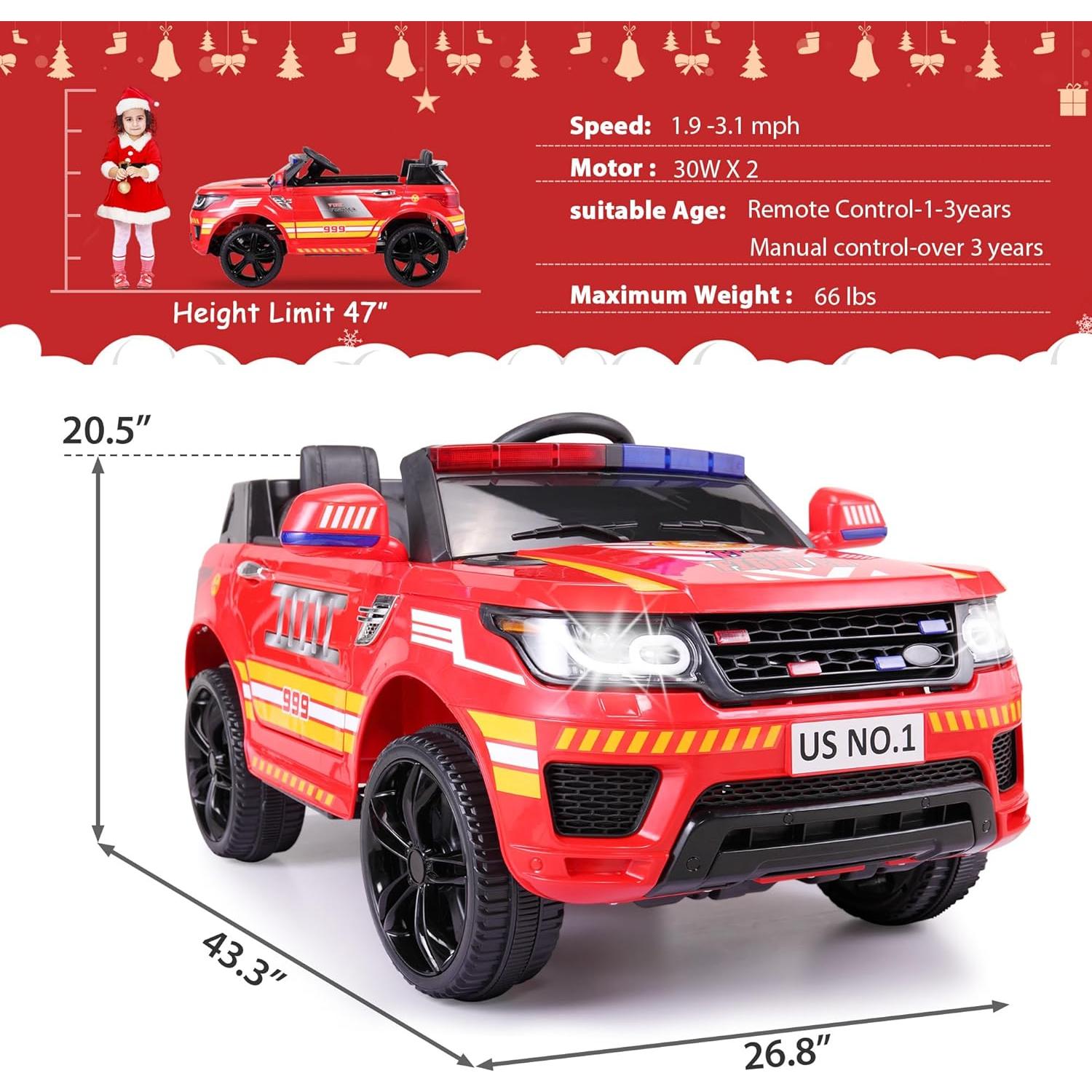 Camión de Bomberos TOBBI 12V Control Remoto Rojo