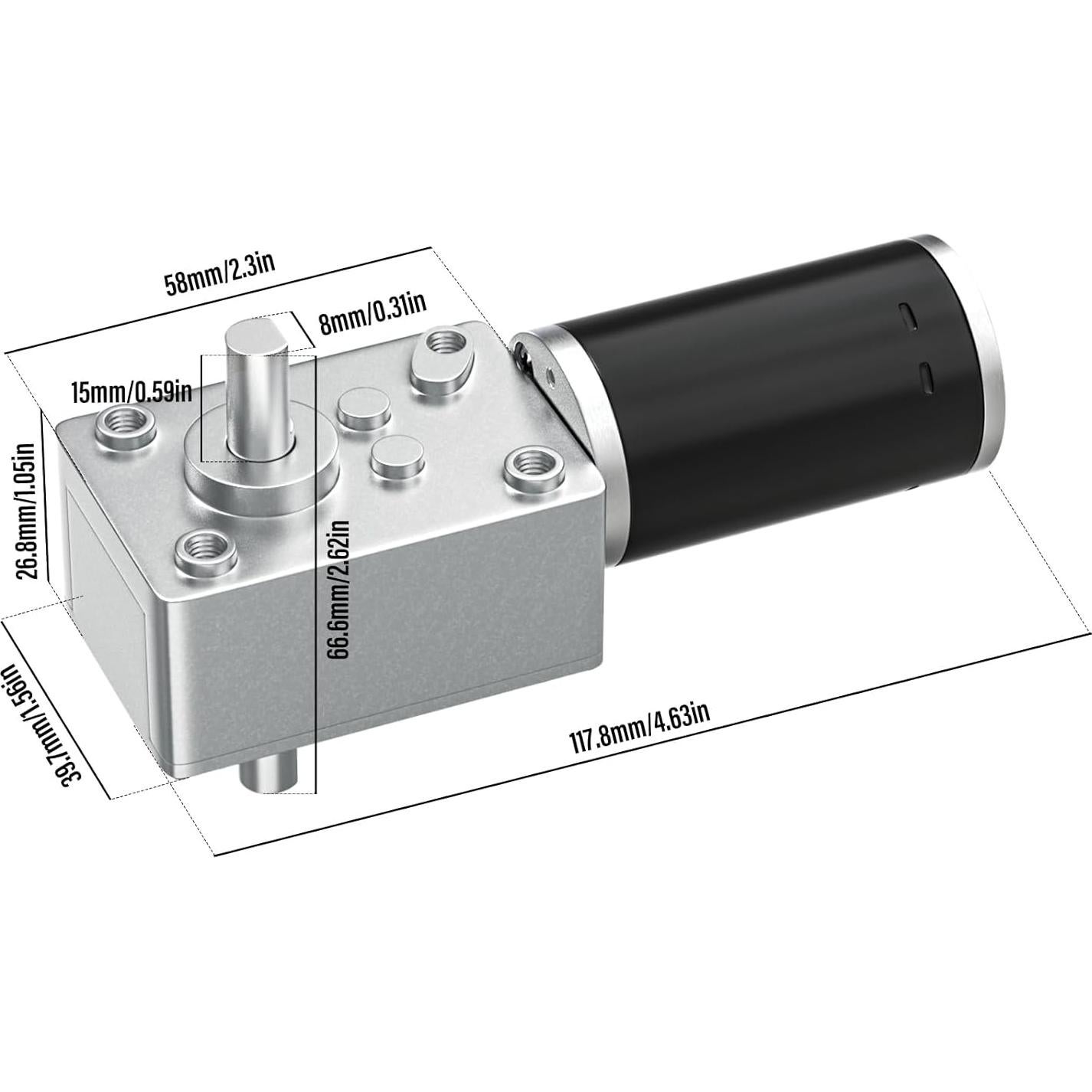 Motor de Engranaje Reversible 12V 60RPM QCDENG - Aluminio