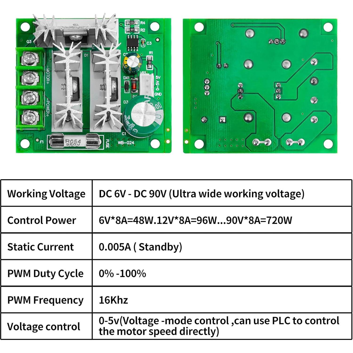 Controlador de Velocidad de Motor DC PWM YELUFT 6-90V 15A