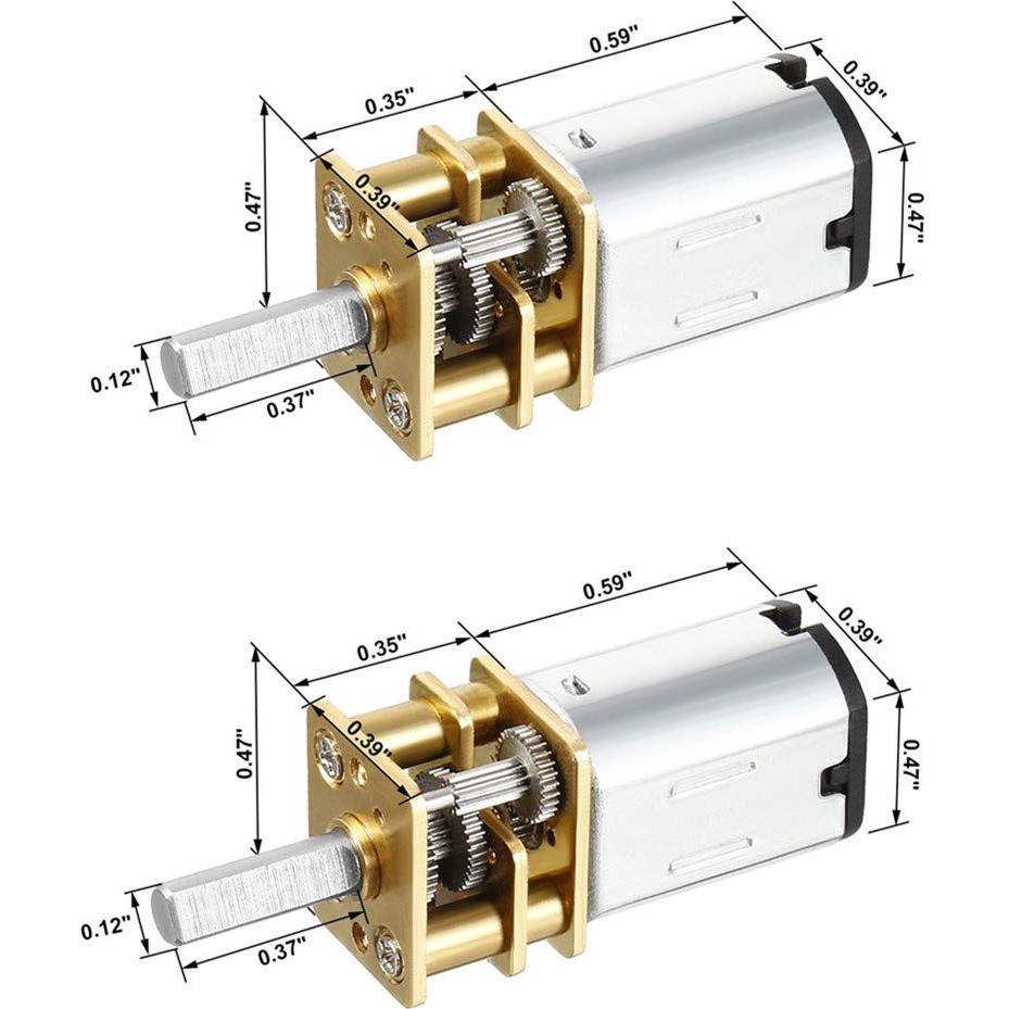Motor de Reducción DC 12V 200RPM Metal 2 Pcs para Robots