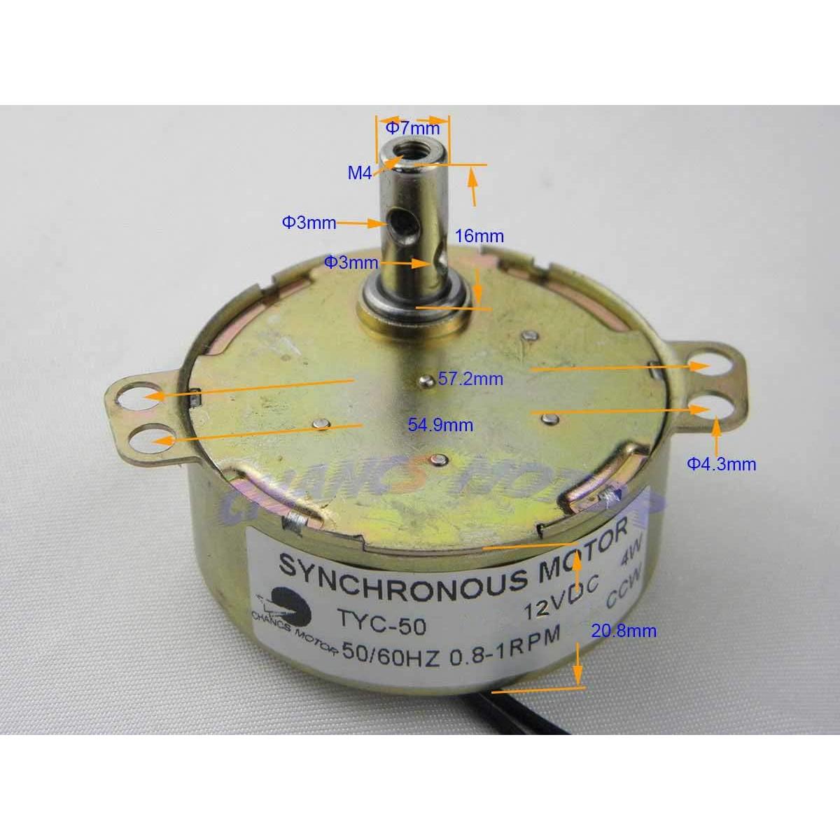 Motor Síncrono CHANCS TYC-50 12V 0.8-1RPM 4W CCW