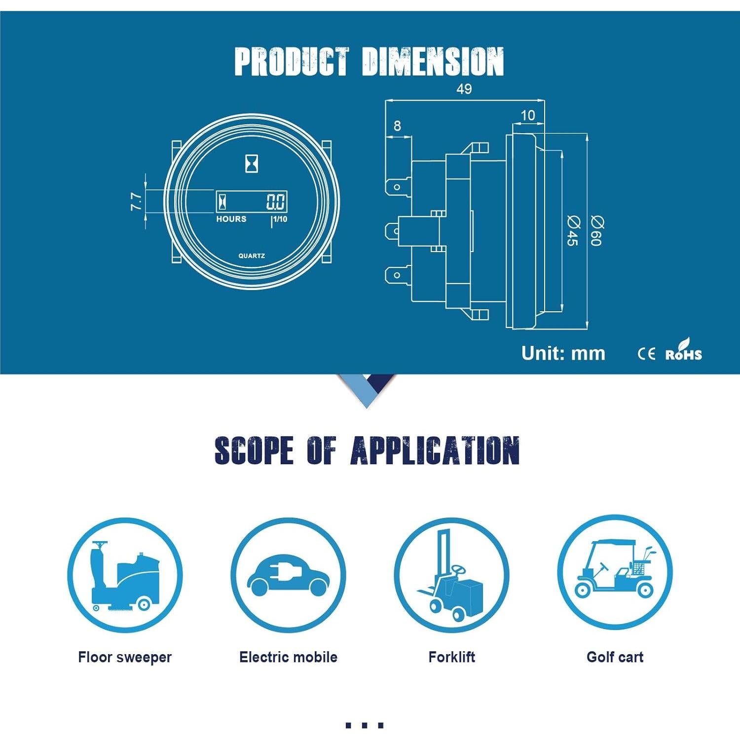 Contador Digital de Horas HonorMeet AC 86V-230V para Mantenimiento