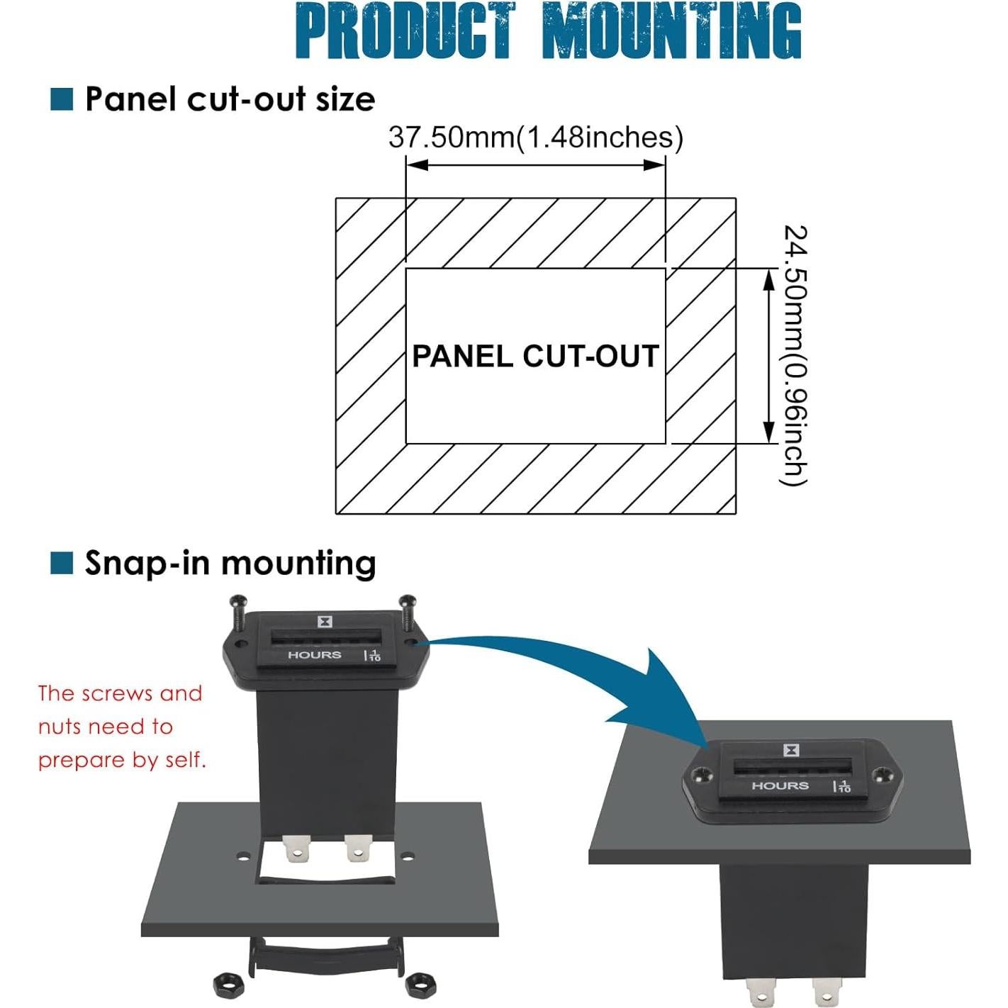 Contador Mecánico de Horas Runleader AC 110V-250V para Cortacésped