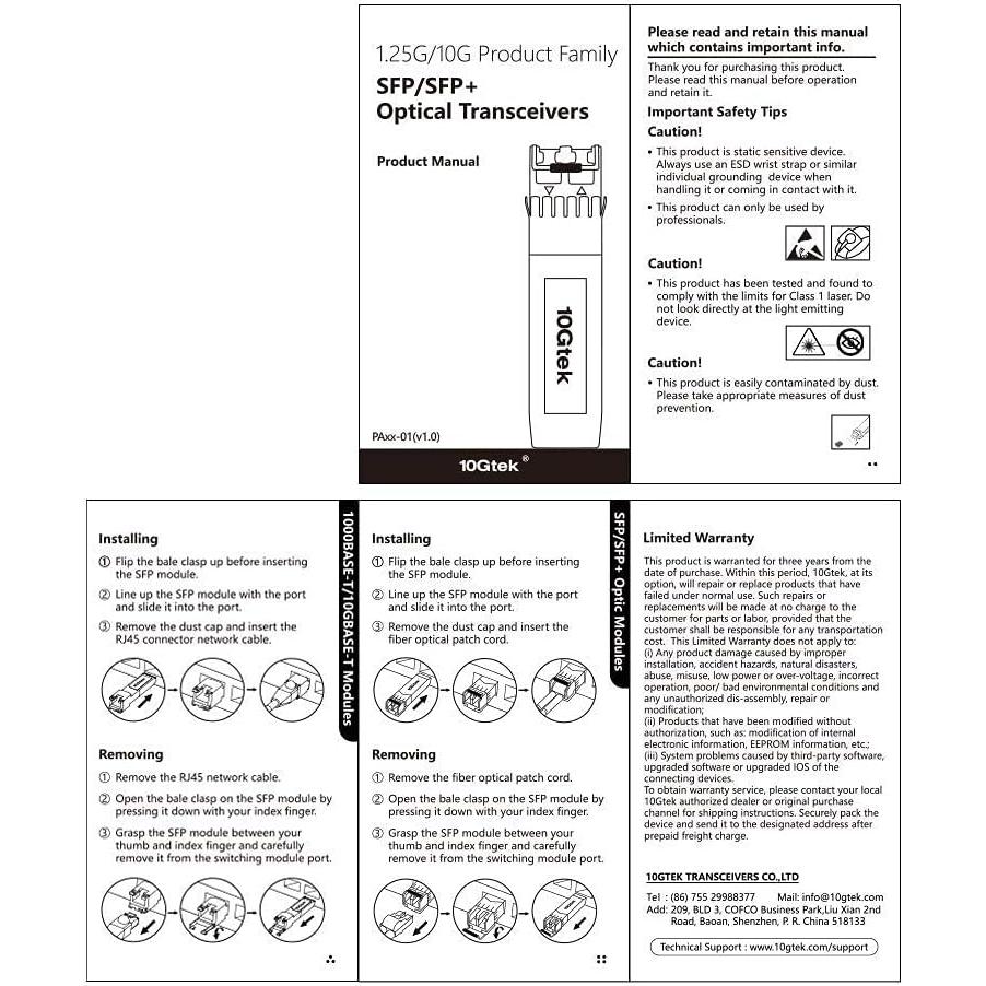 Transceptor 10GBase-T 10Gtek RJ-45 para HPE hasta 30m