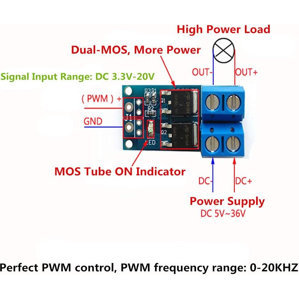 Módulo Controlador Interruptor MOSFET Anmbest 5 Piezas 15A 400W
